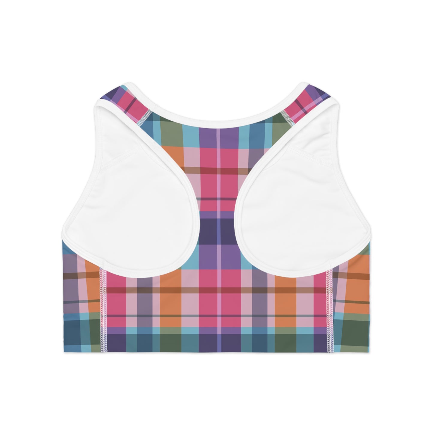 Sports Bra - Purple & Pink Plaid Pattern