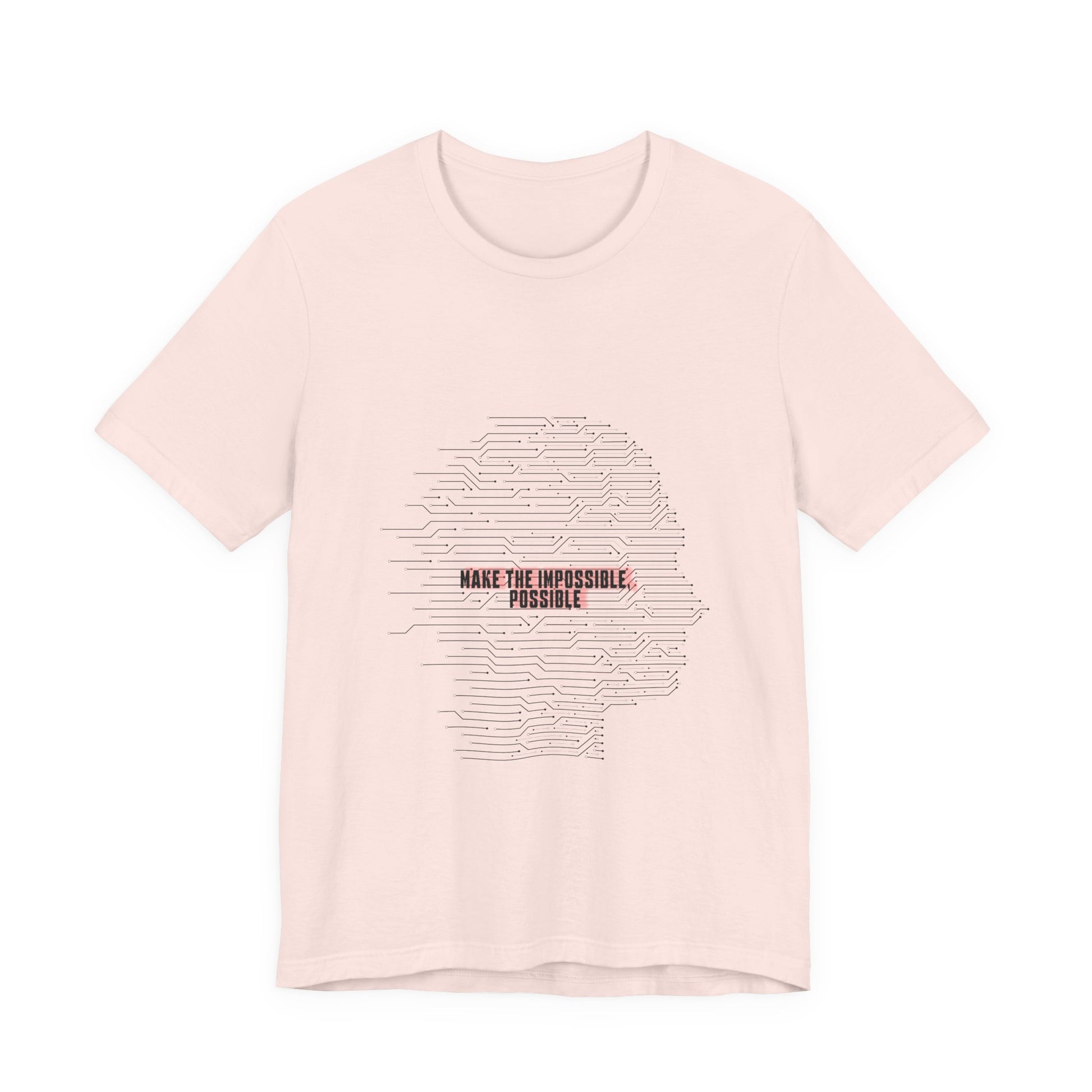 Make It Possible T-Shirt in pastel pink with empowering message design.