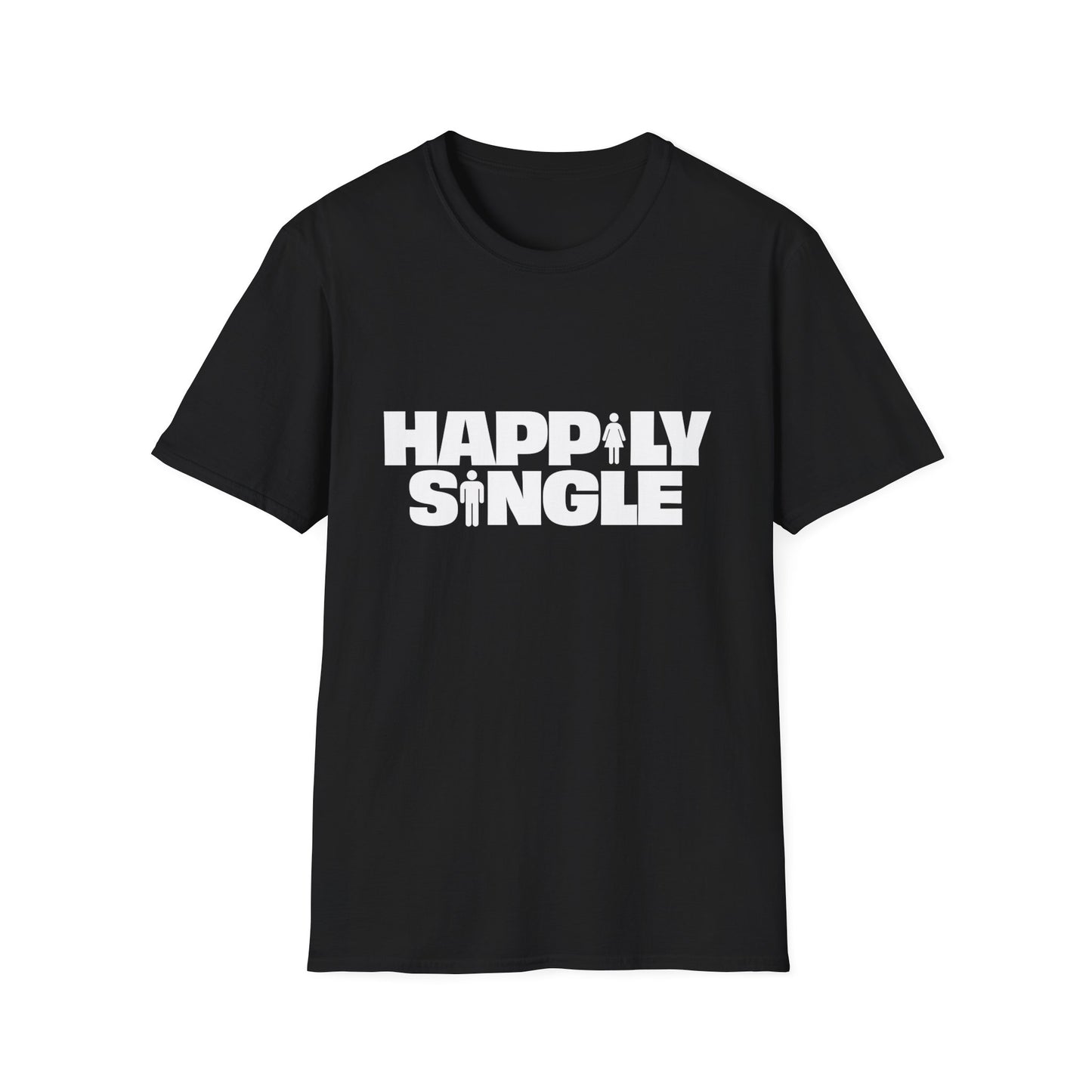Flat lay Black Happily Single T-Shirt front view