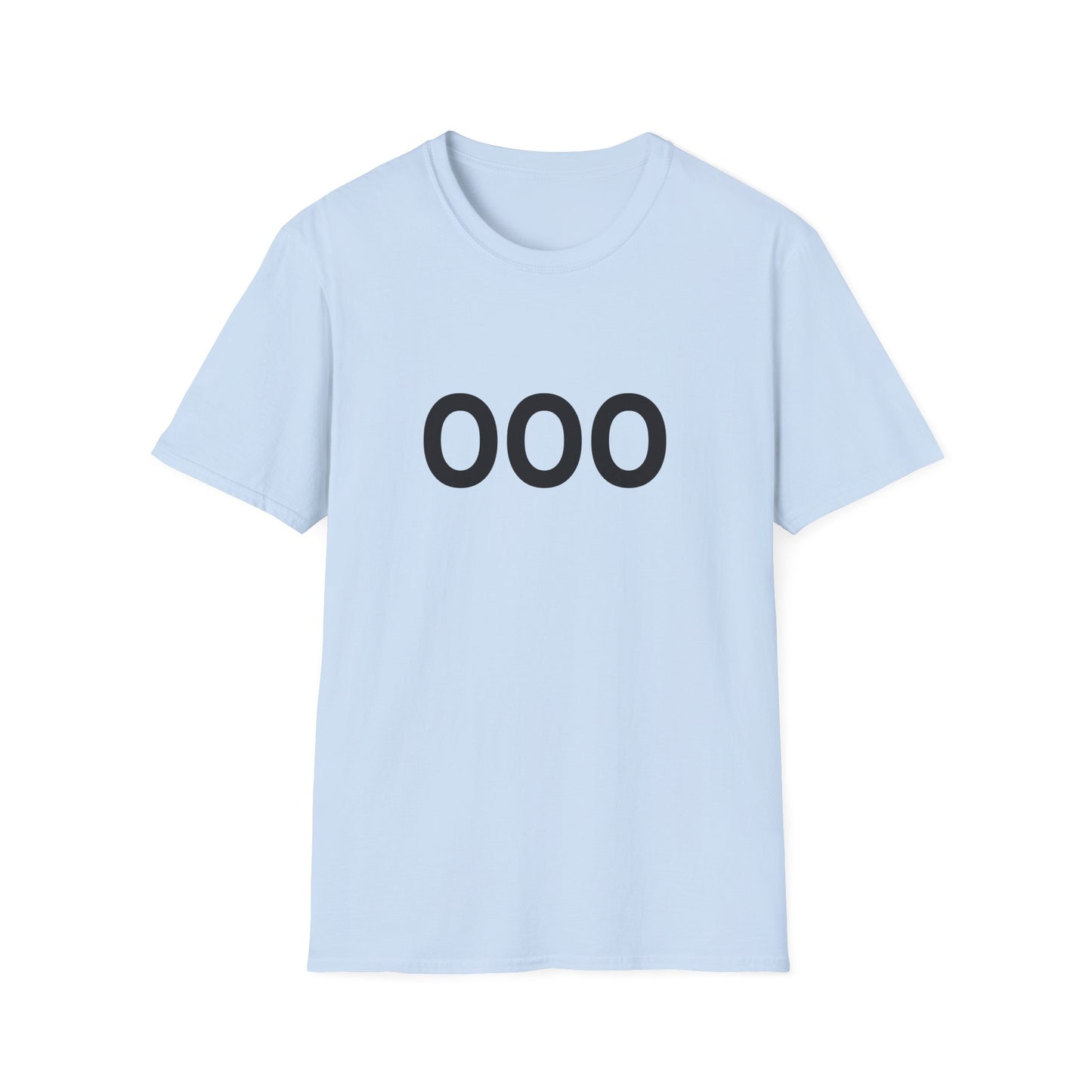 Light blue t-shirt with '000' printed on a white background