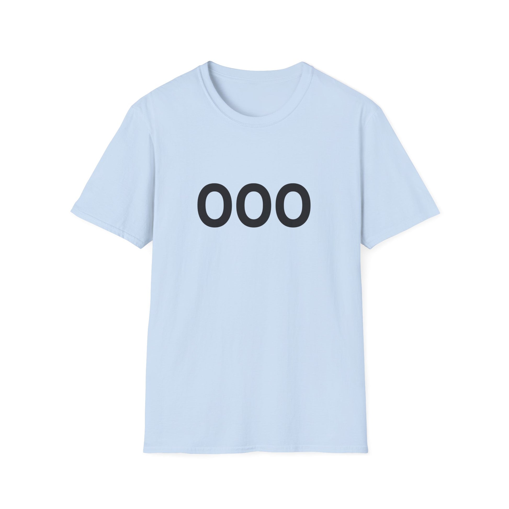 Light blue t-shirt with '000' printed on a white background
