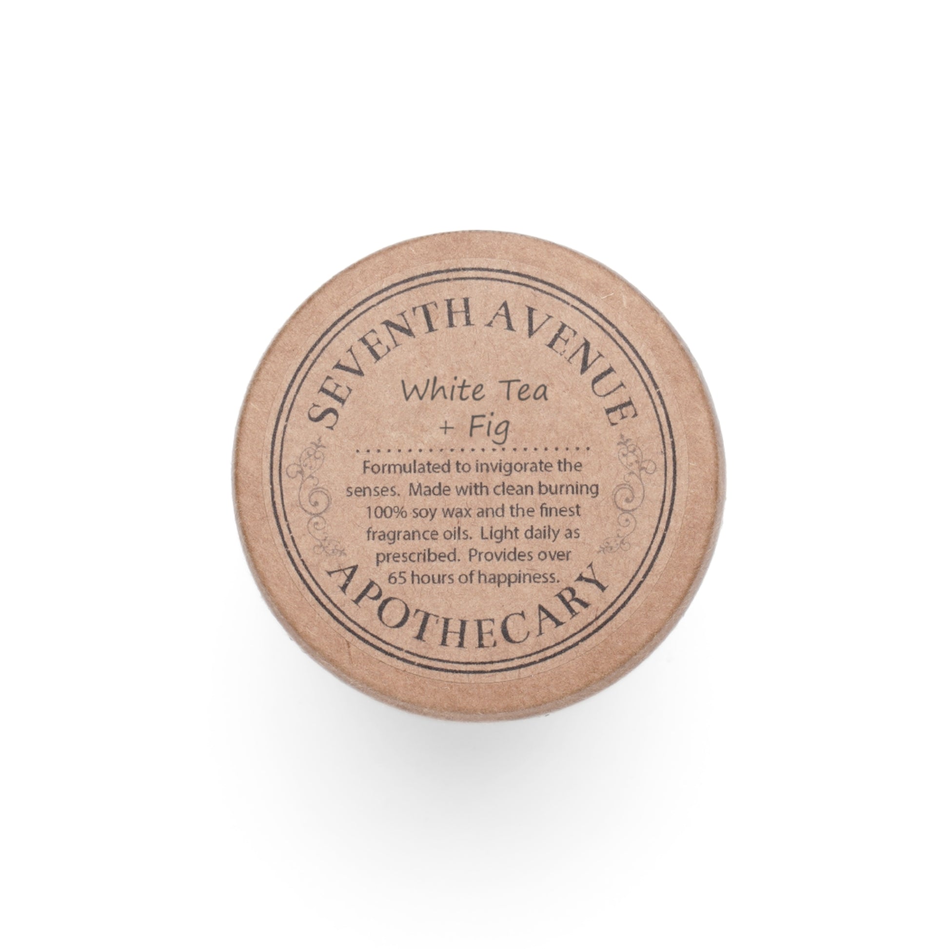 Seventh Avenue Apothecary candle lid on a white background by Tantrum Media Store