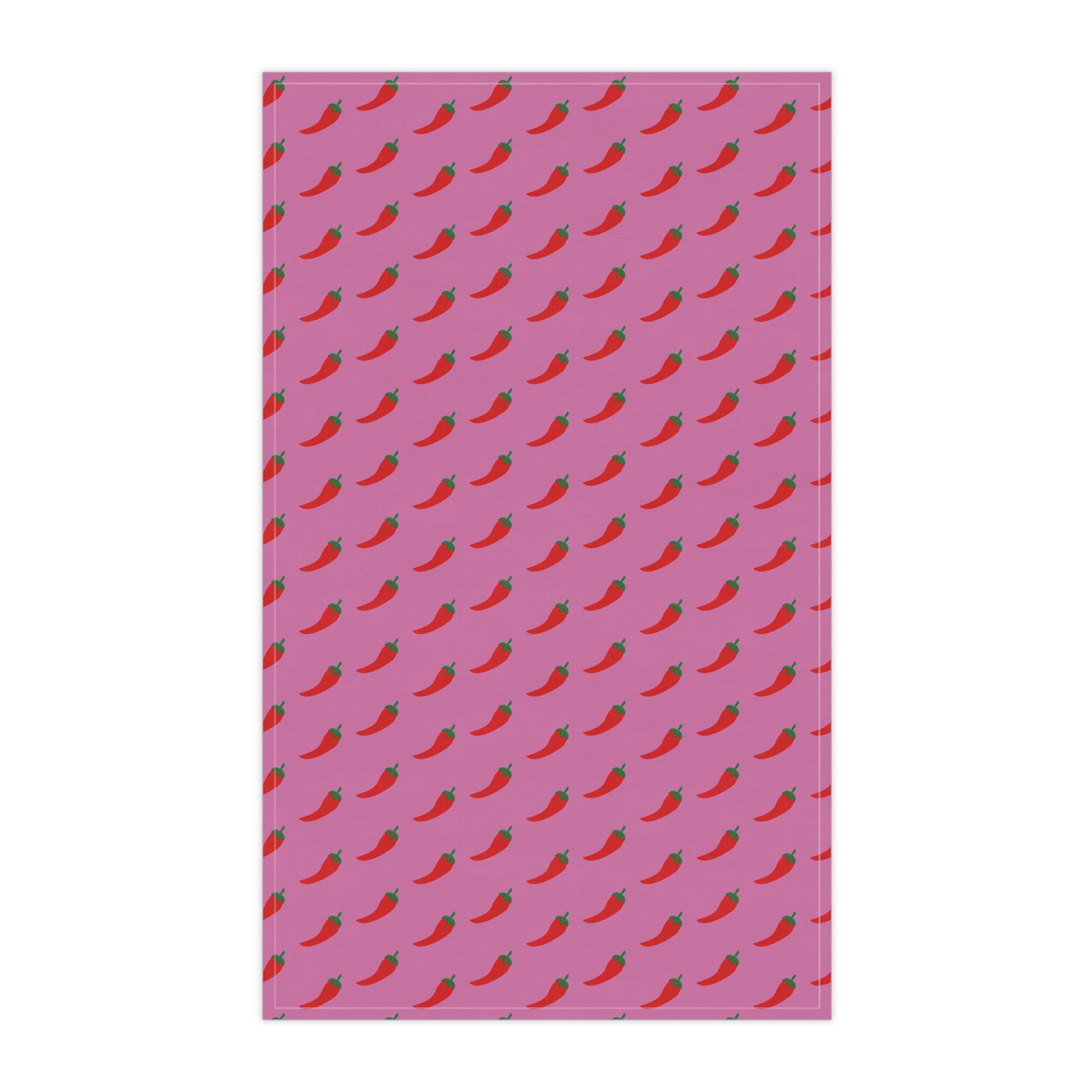 Flat lay of Pink Pepper Kitchen Towel, vertical orientation