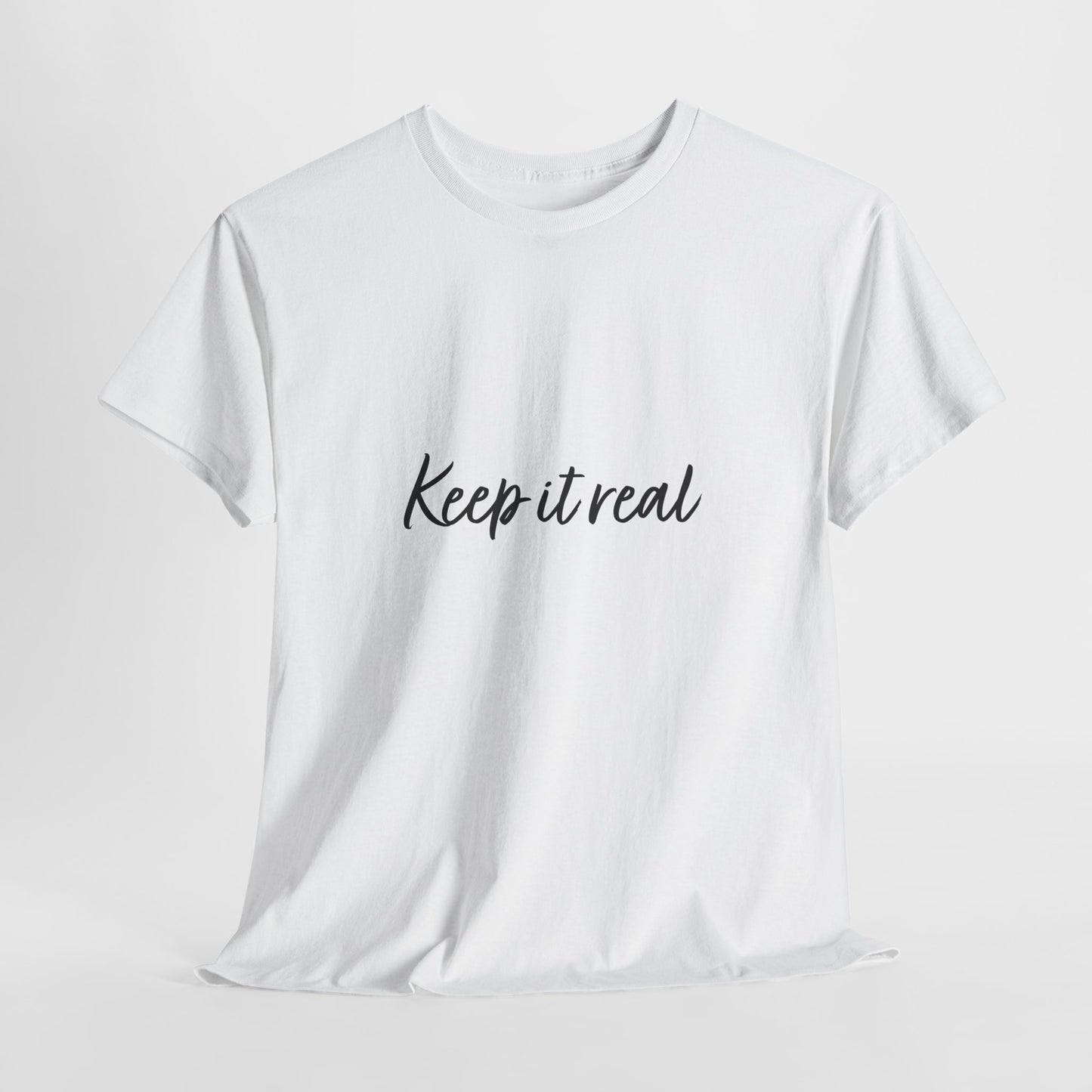 White Keep it real T-Shirt flat lay front view