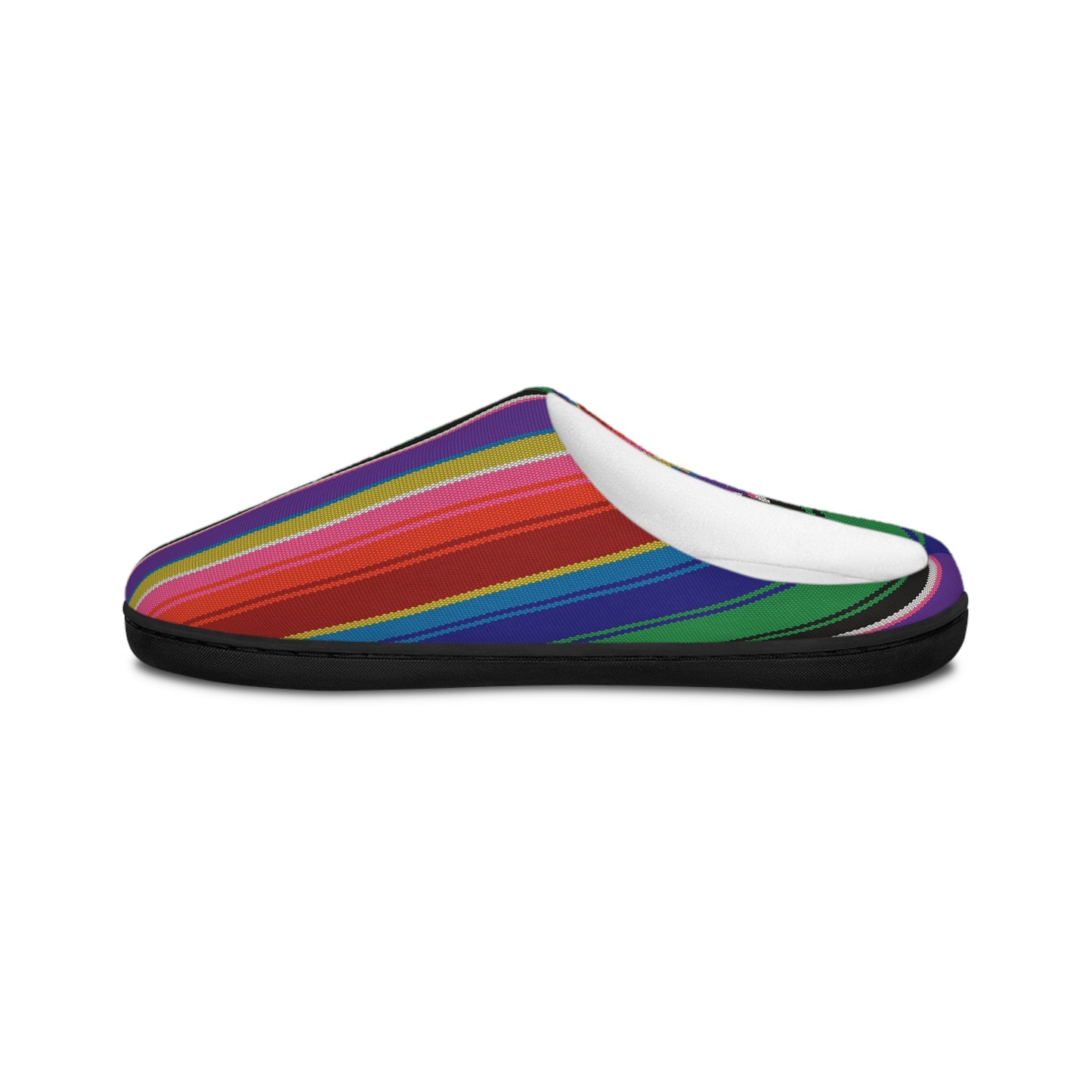 Inca Rainbow Women’s Slippers profile view highlighting fleece lining