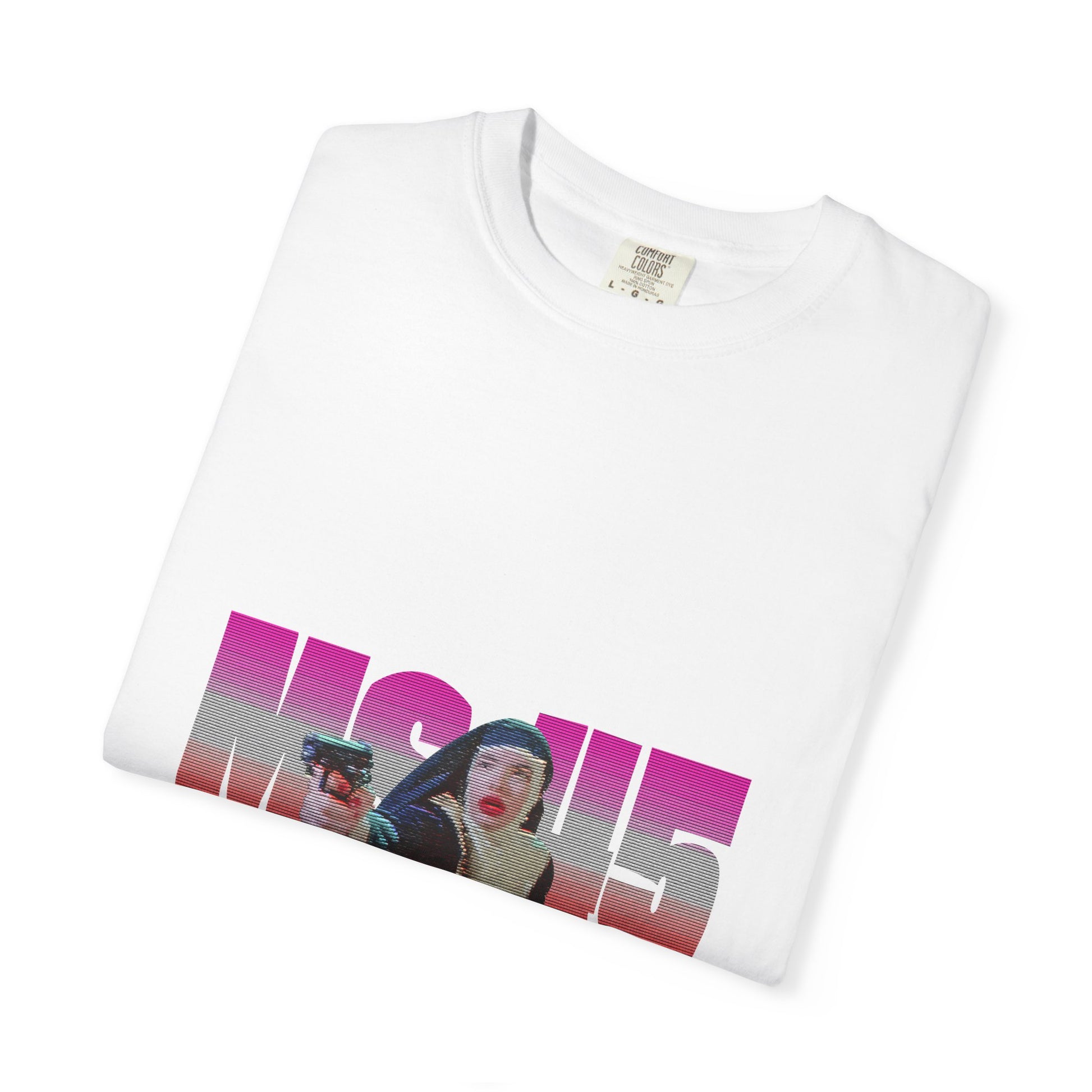 Folded white Ms.45 T-Shirt with graphic partially visible
