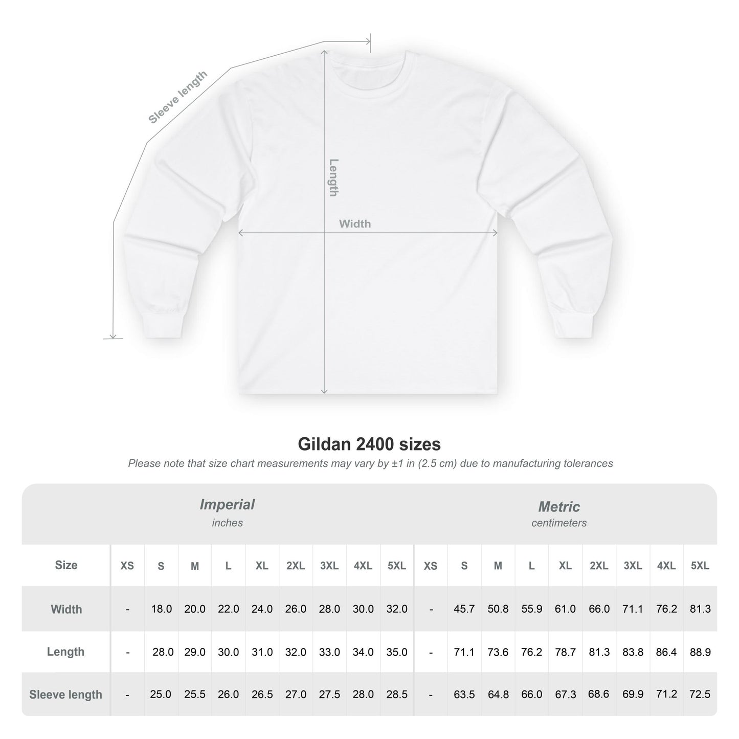 White Cobra Pose shirt back view and sizing chart