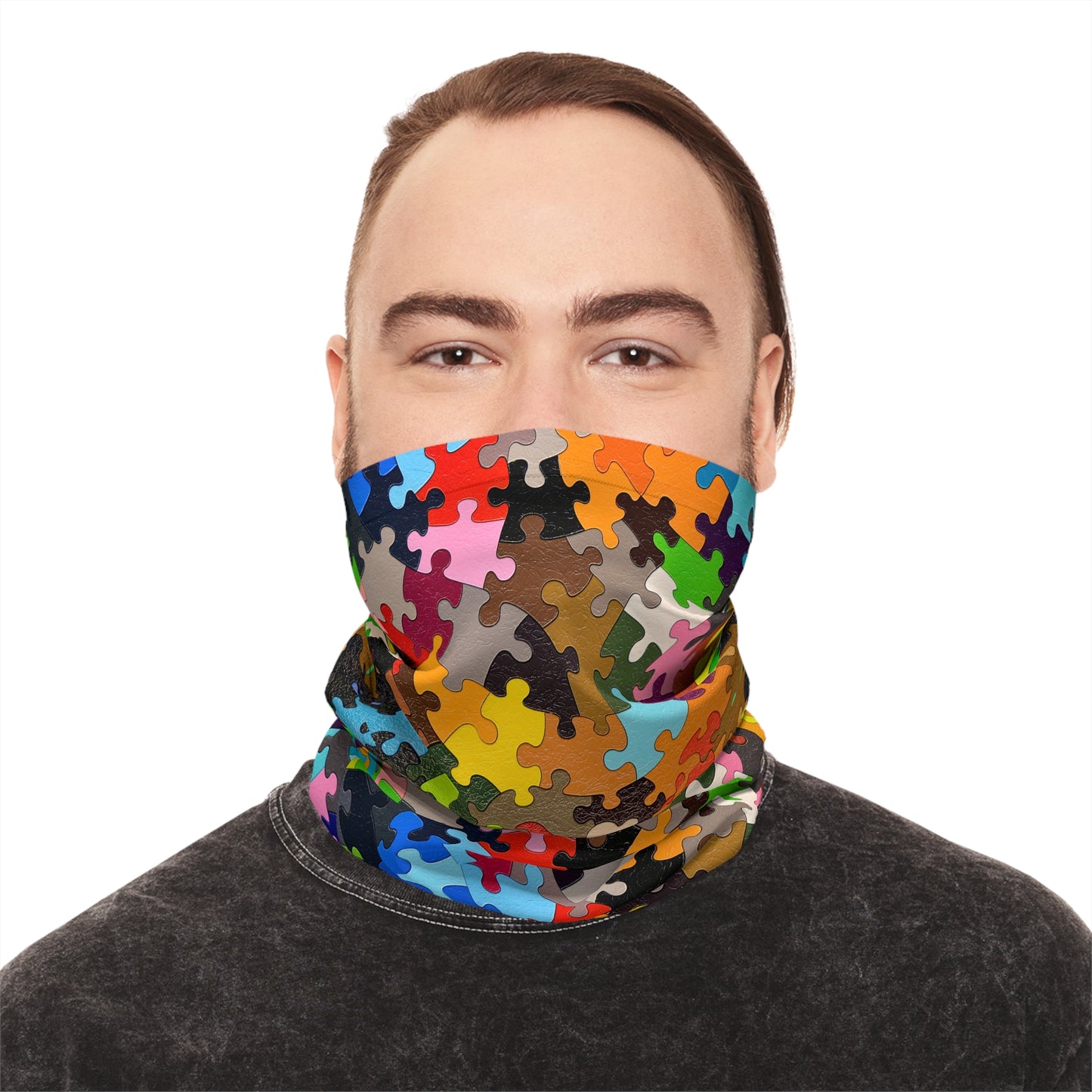Tube Scarf - Multicolored Puzzle Design