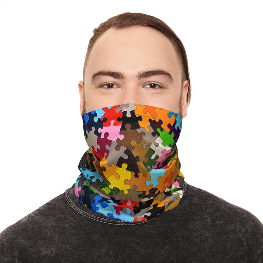 Tube Scarf - Multicolored Puzzle Design