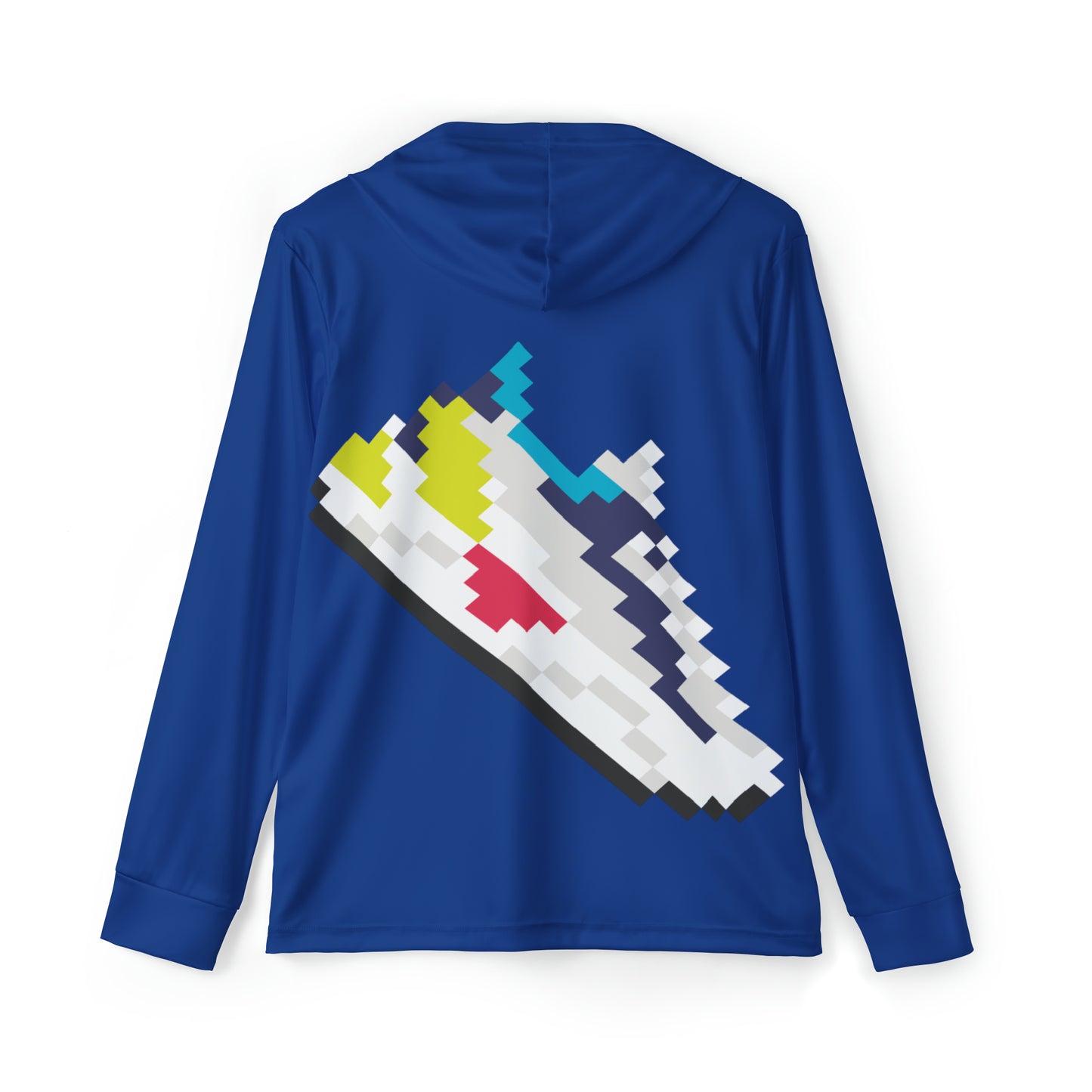 Back flat lay of 8-bit sneaker pixel hoodie