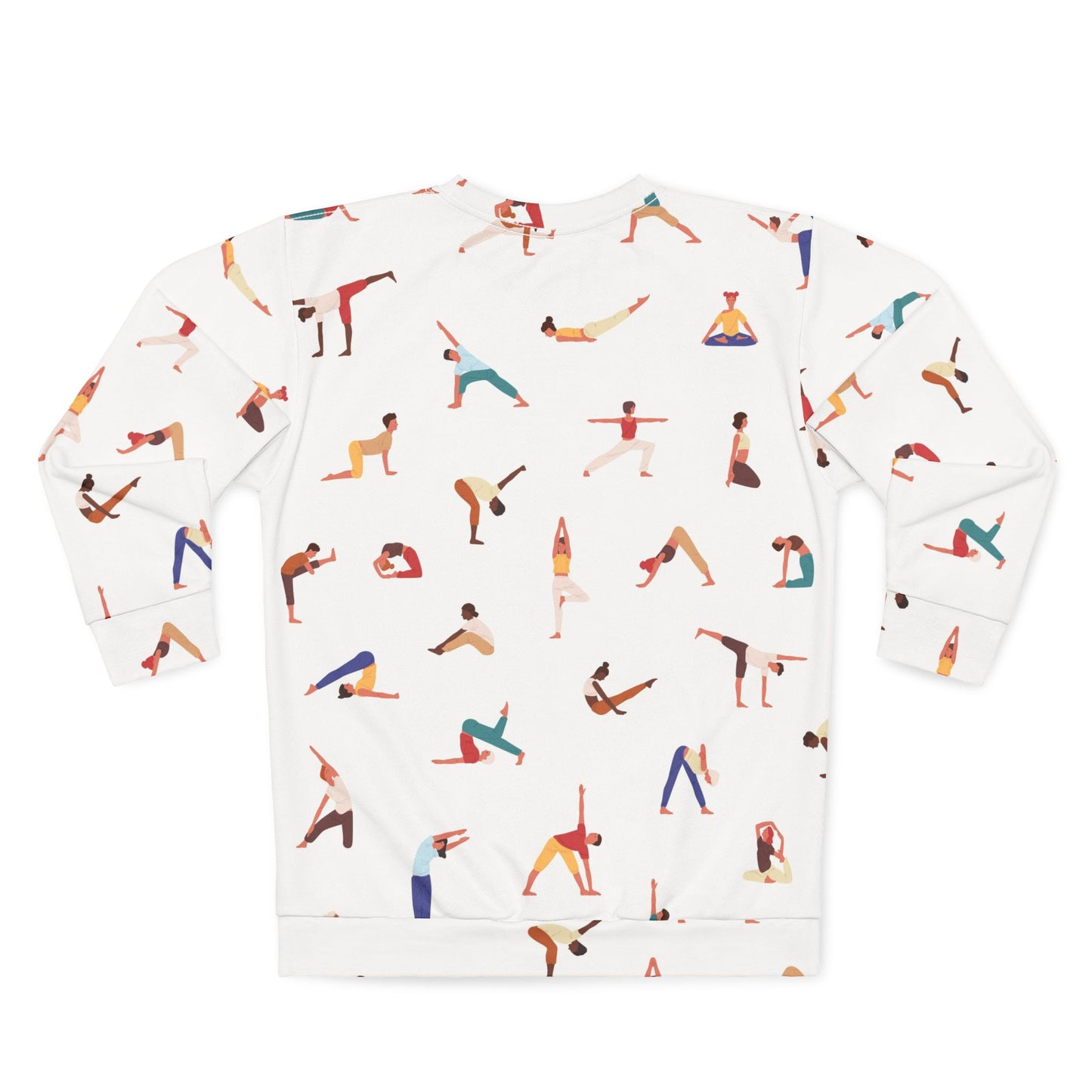 Back view of Yogini Sweatshirt showcasing all-over yoga design