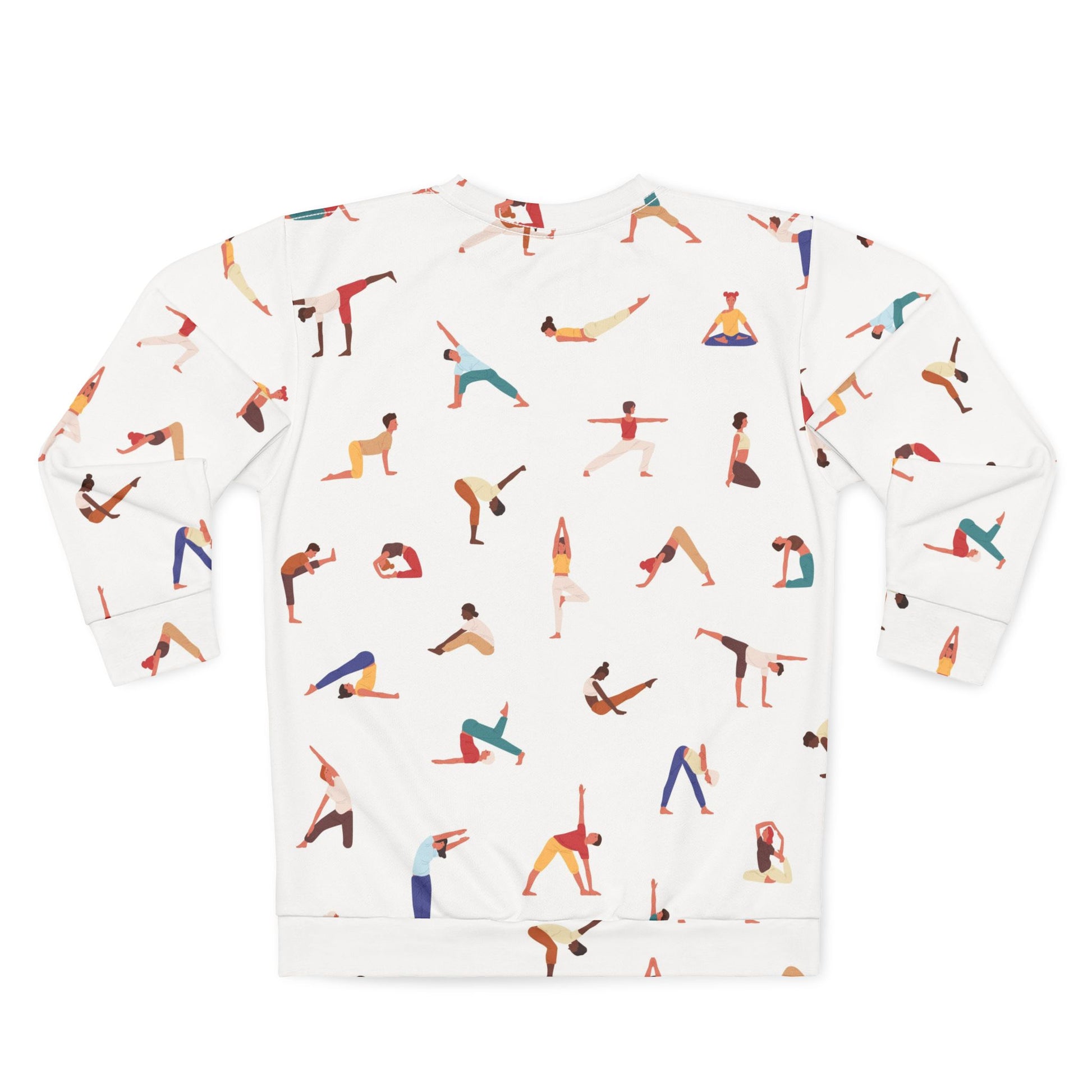 Back view of Yogini Sweatshirt showcasing all-over yoga design