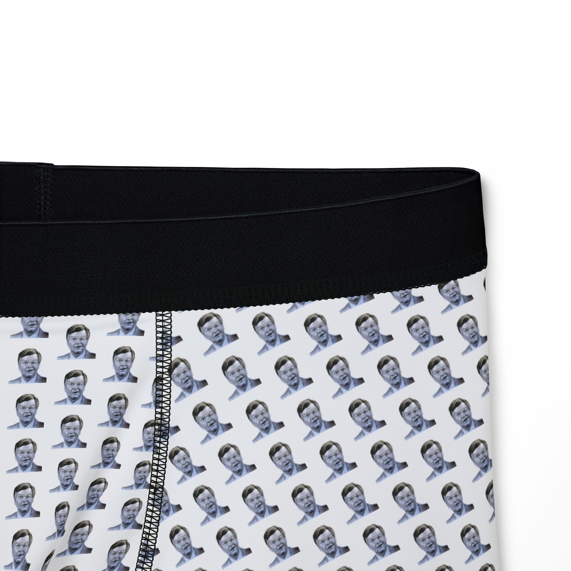 Close-up side detail of Benny Hill Men’s Boxers showing waistband and character pattern
