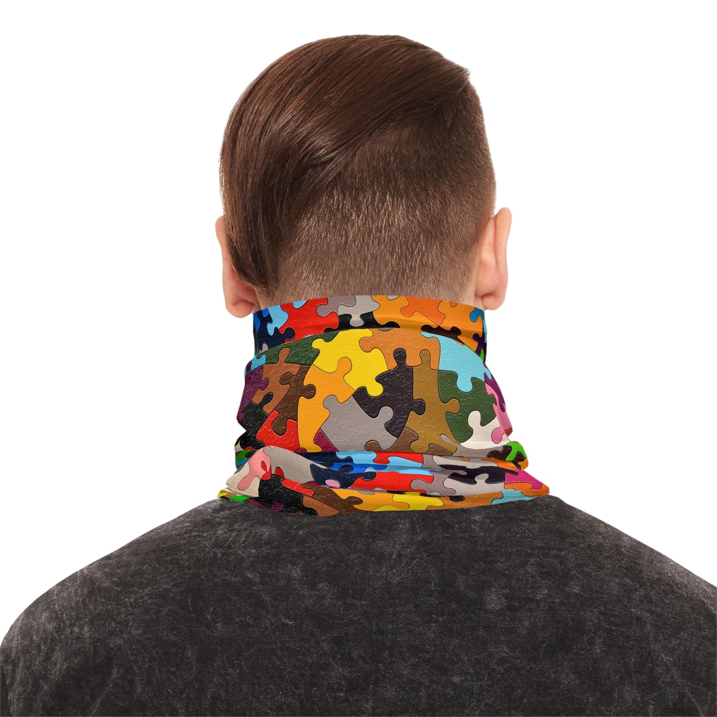 Tube Scarf - Multicolored Puzzle Design