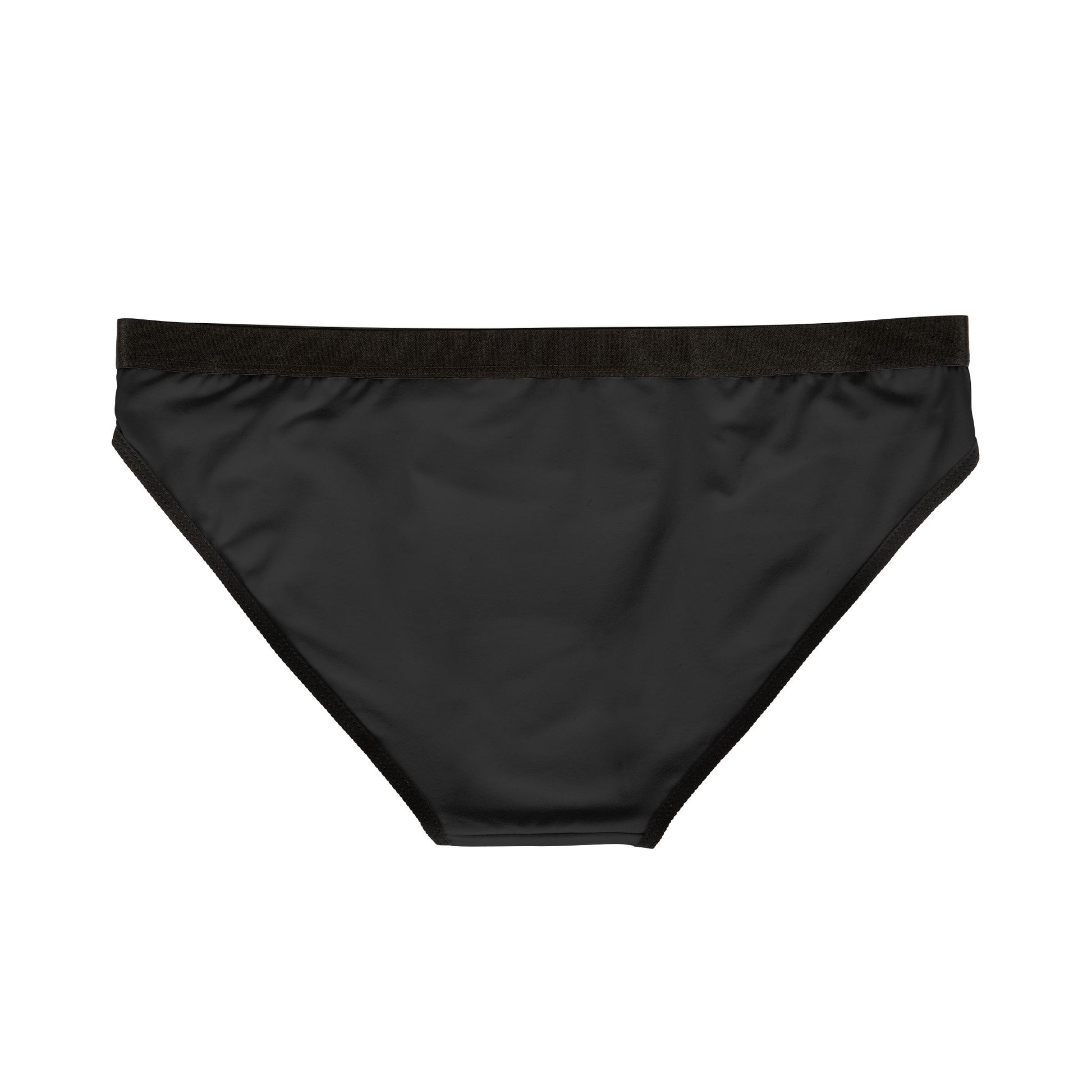 Back view of black Saturday Panty laid flat showing solid black fabric with matching black waistband