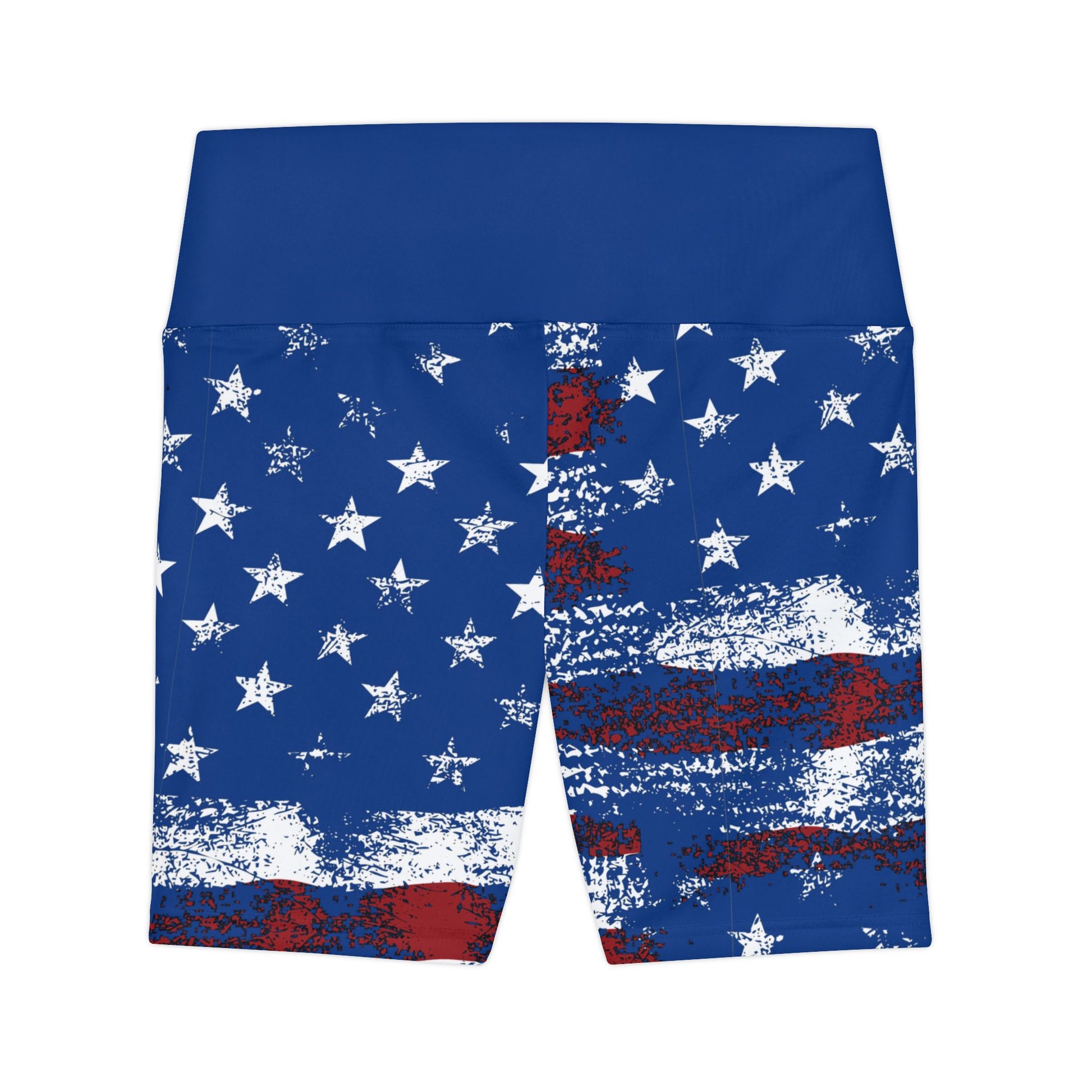 Back view of Americana Yoga Shorts with star print design
