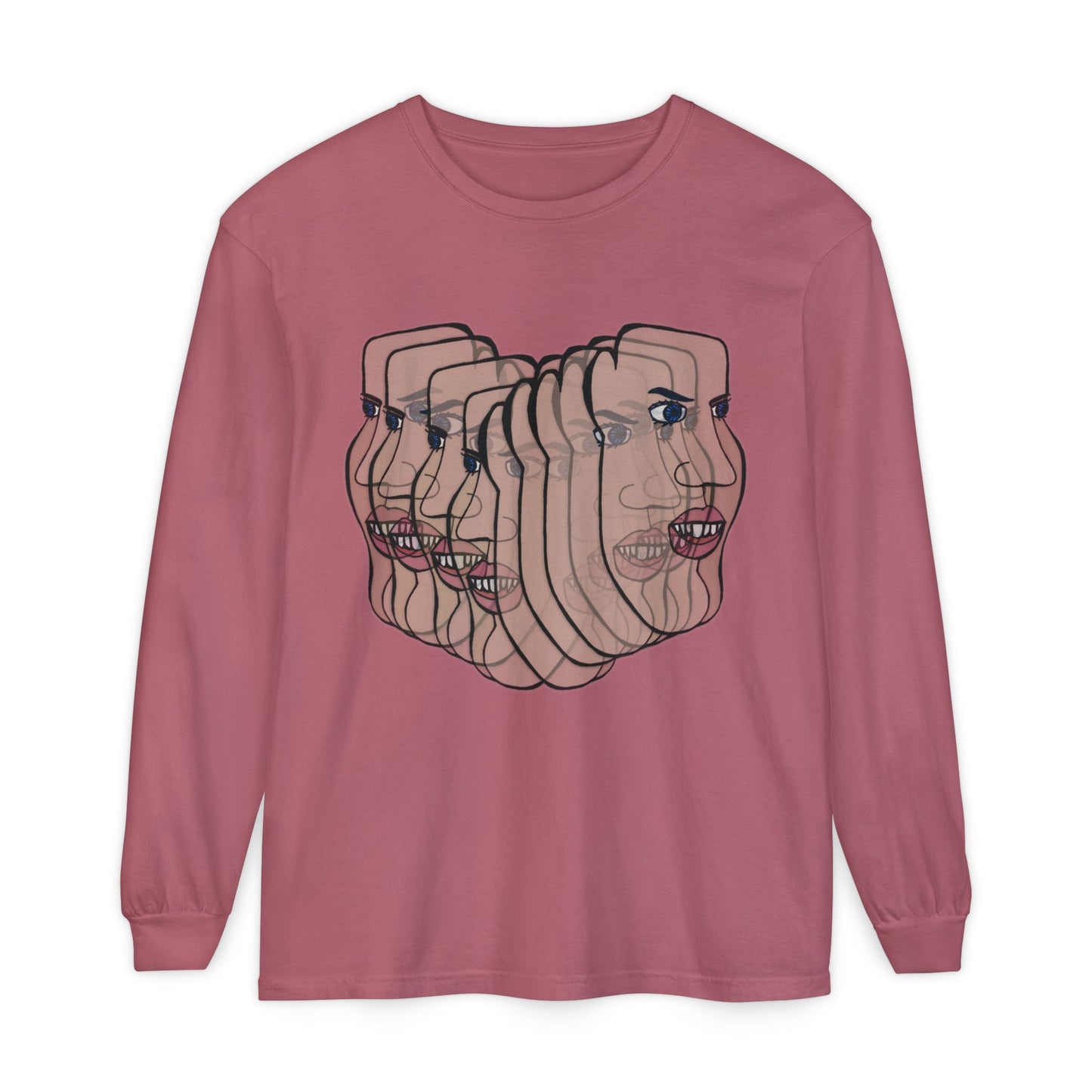 Charlie Long Sleeve T-Shirt flat lay in red with bear graphic