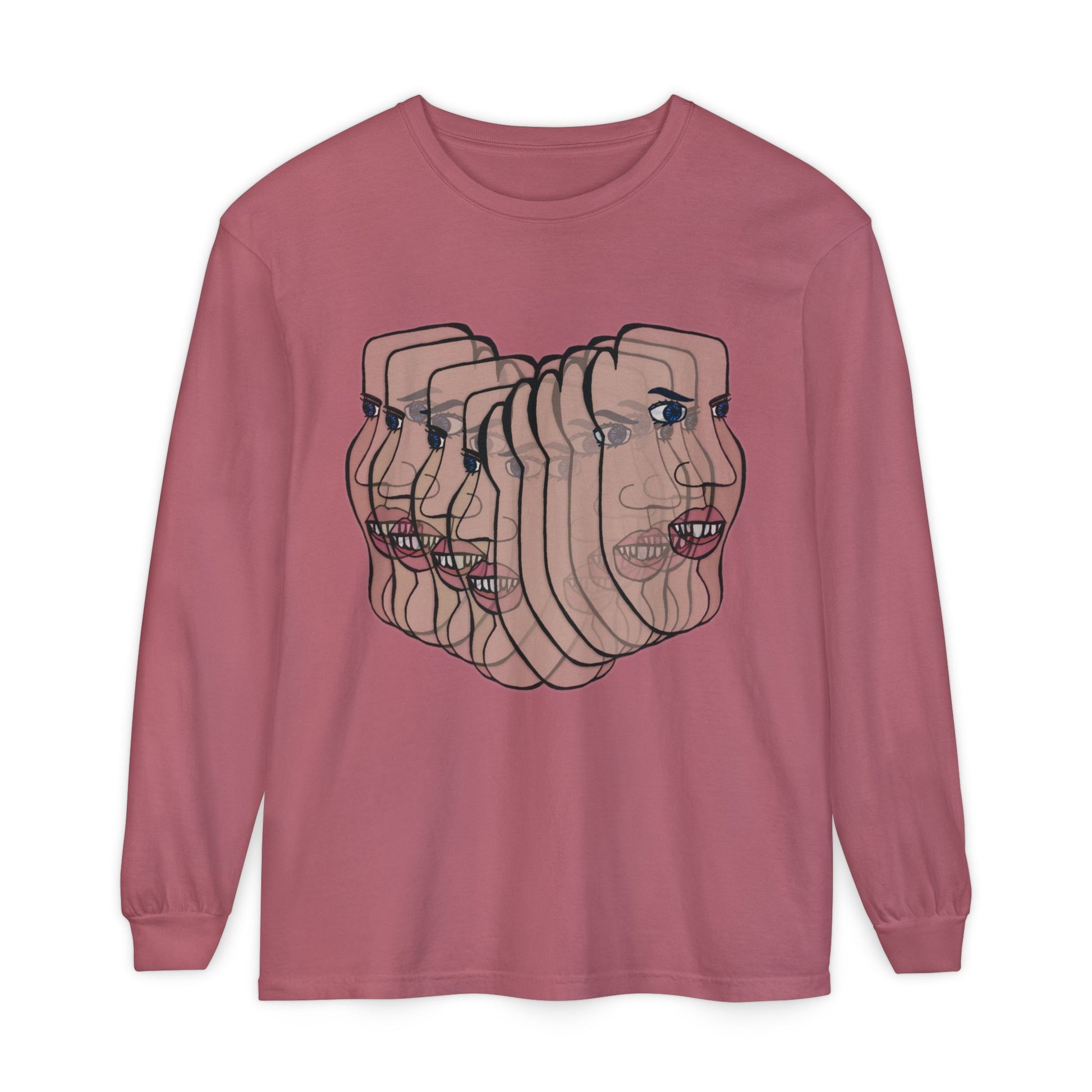 Charlie Long Sleeve T-Shirt flat lay in red with bear graphic