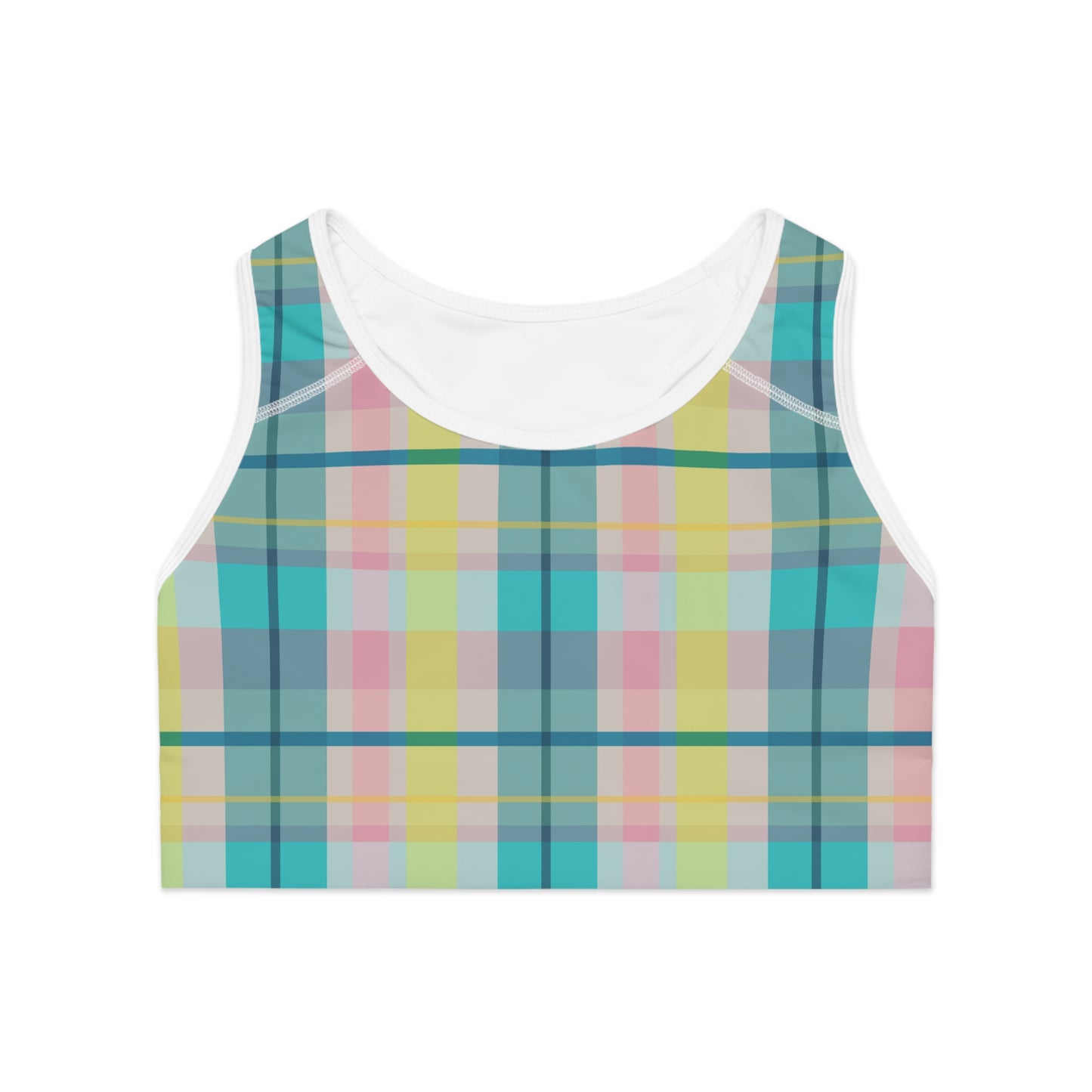 Sports Bra - Pastel Plaid Pattern