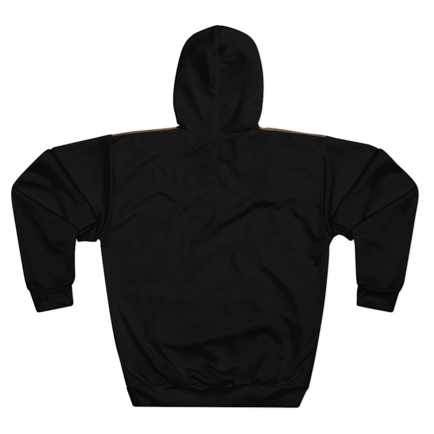 Back view of The Duel Unisex Pullover Hoodie in solid black