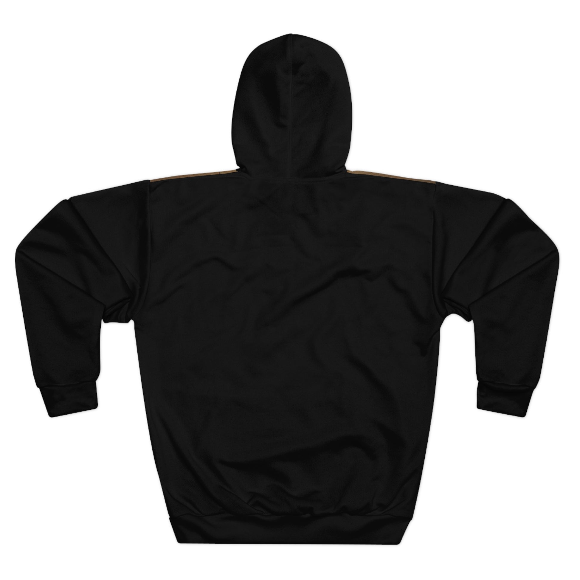 Back view of The Duel Unisex Pullover Hoodie in solid black