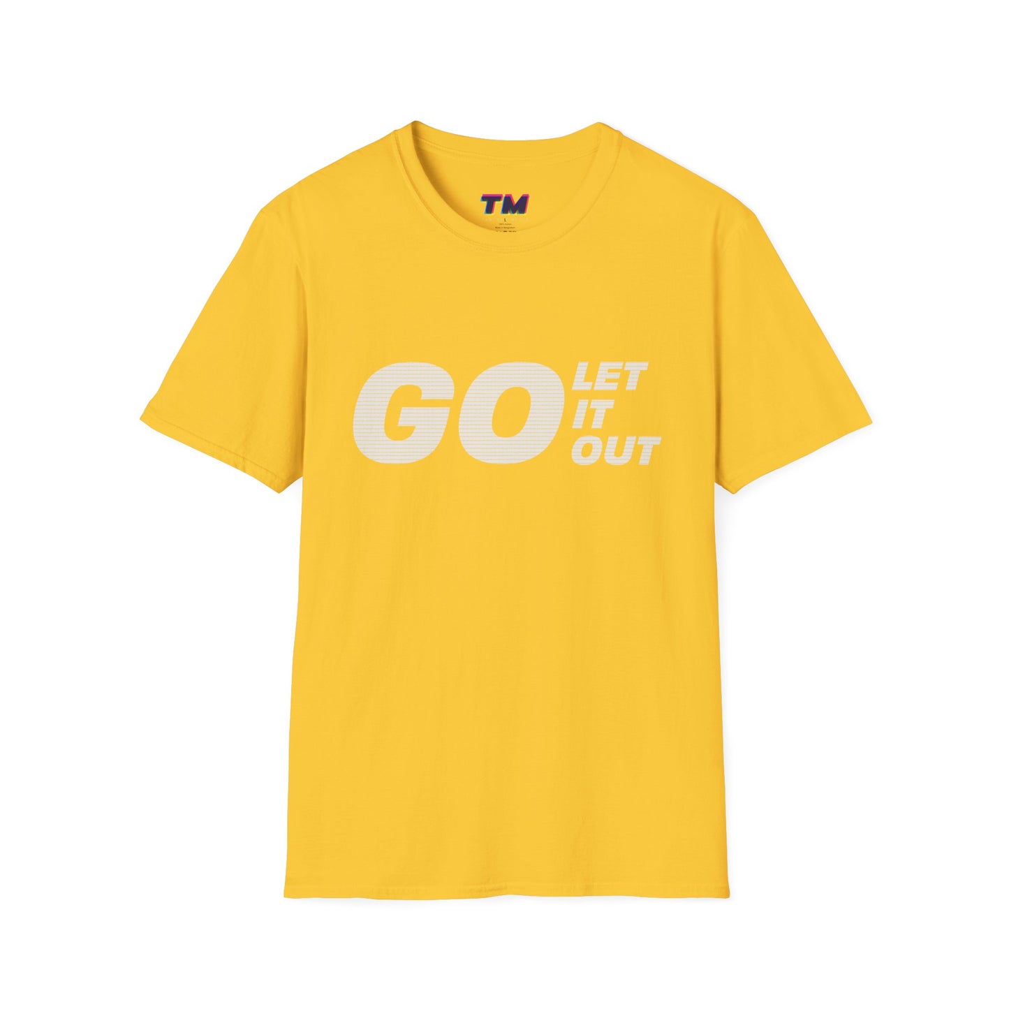 Yellow Oasis Go Let It Out T-shirt folded on surface