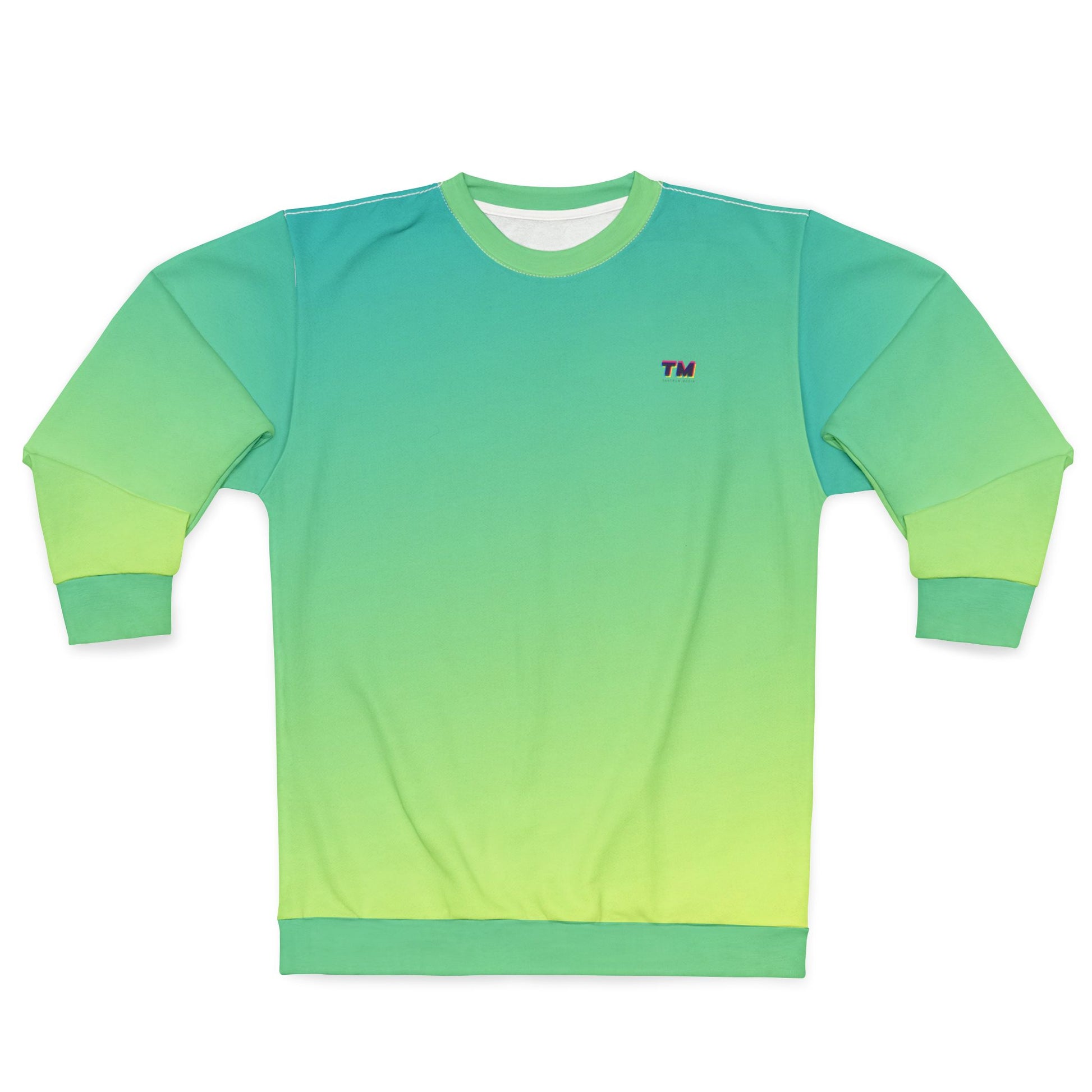 Front view of Lime Gradient Unisex Sweatshirt made with 100 percent polyester