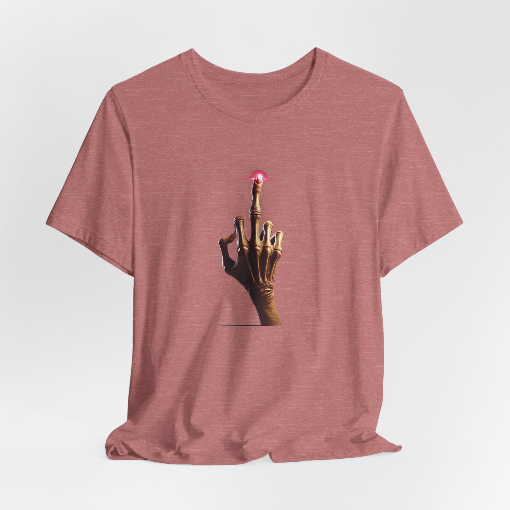 Dusty rose E.T Unisex T-Shirt flat lay with iconic print