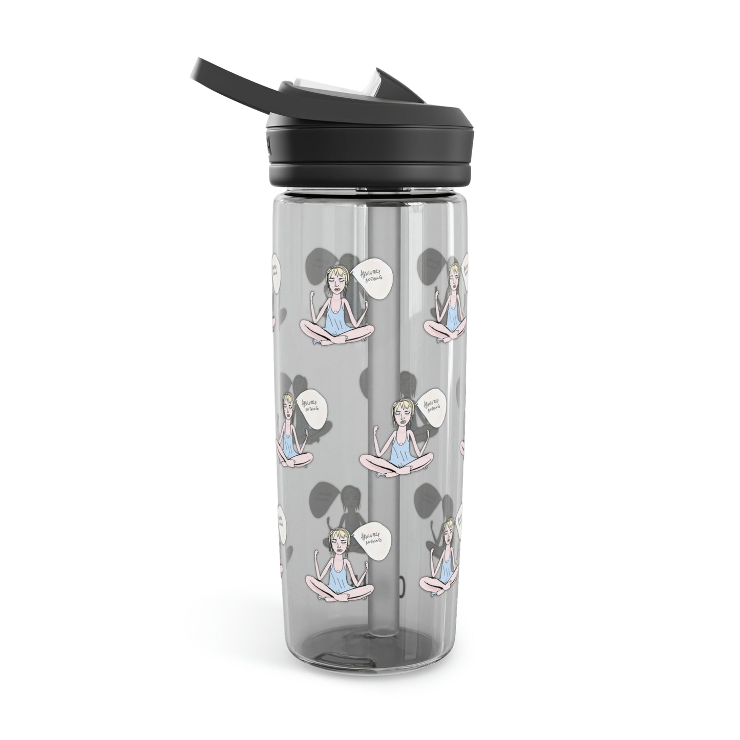 Clear Log Out reusable water bottle with black lid product view