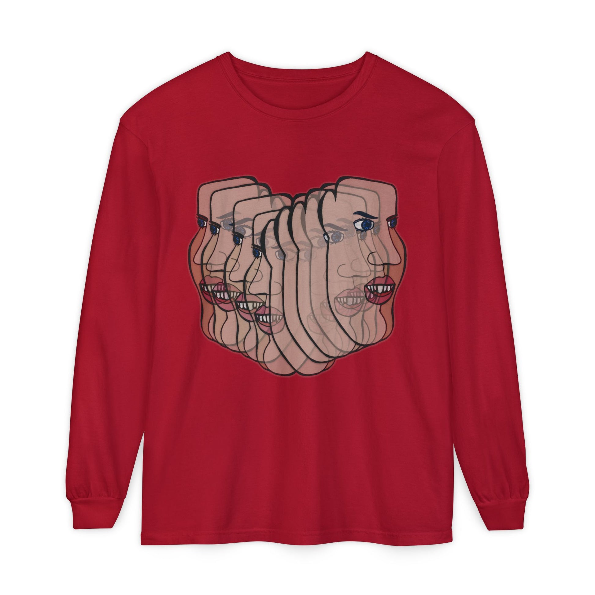 Charlie Long Sleeve T-Shirt flat lay in red with bear graphic