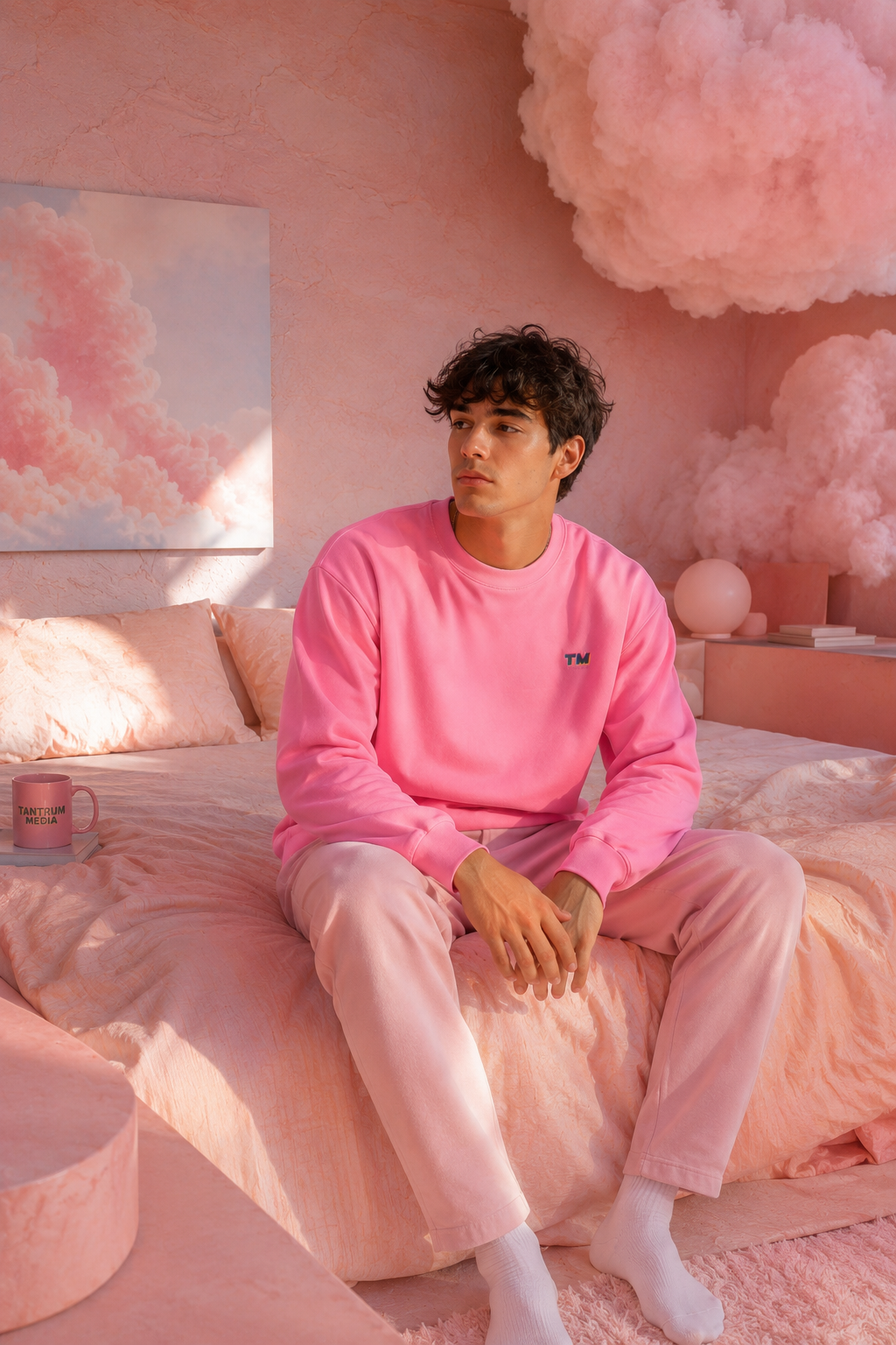 Pink Gradient Unisex Sweatshirt – Soft Ombre Zen Graphic Crewneck