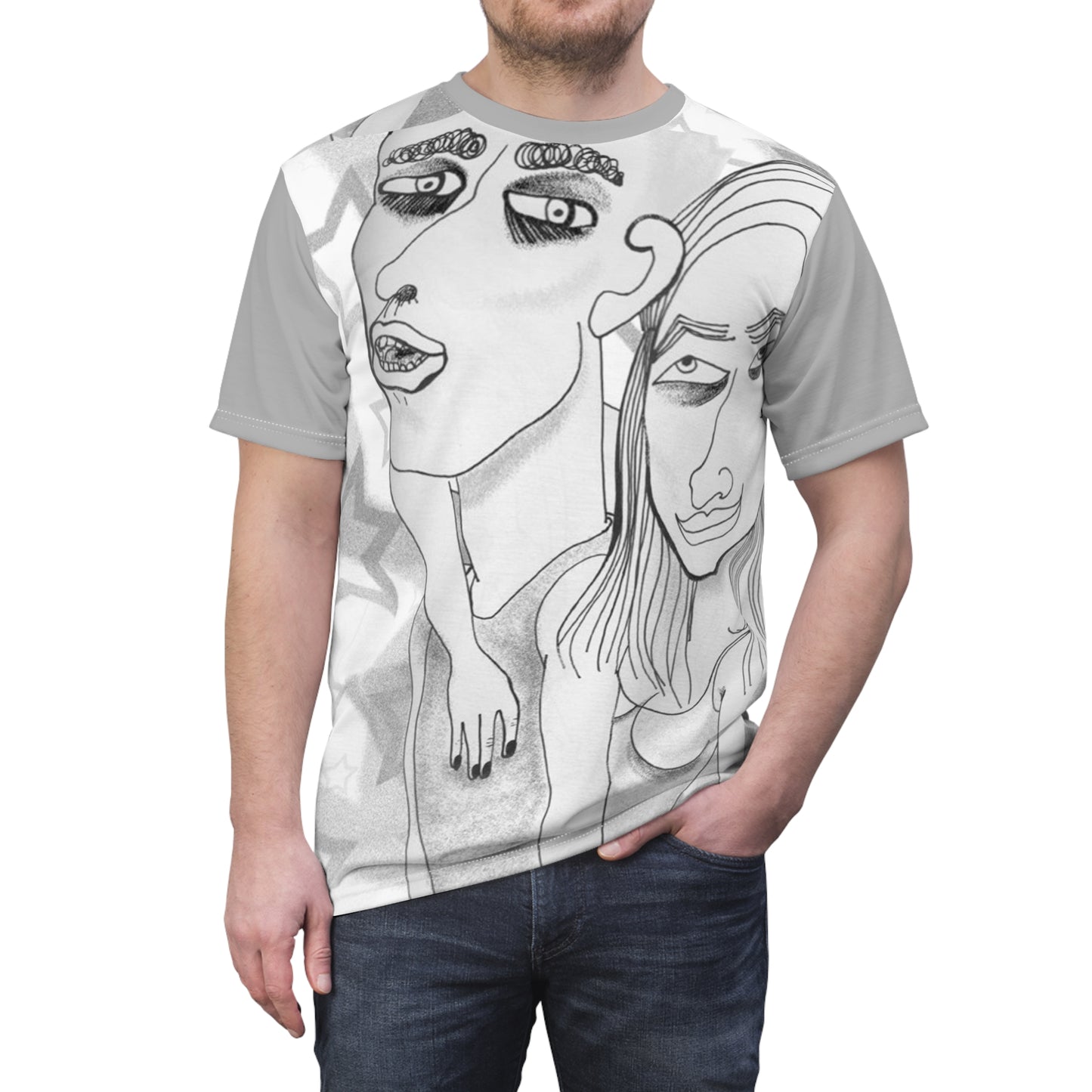 Unisex fit of the Into The Night Original Art T-Shirt featuring original hand-drawn graphic artwork by @socialtantrum