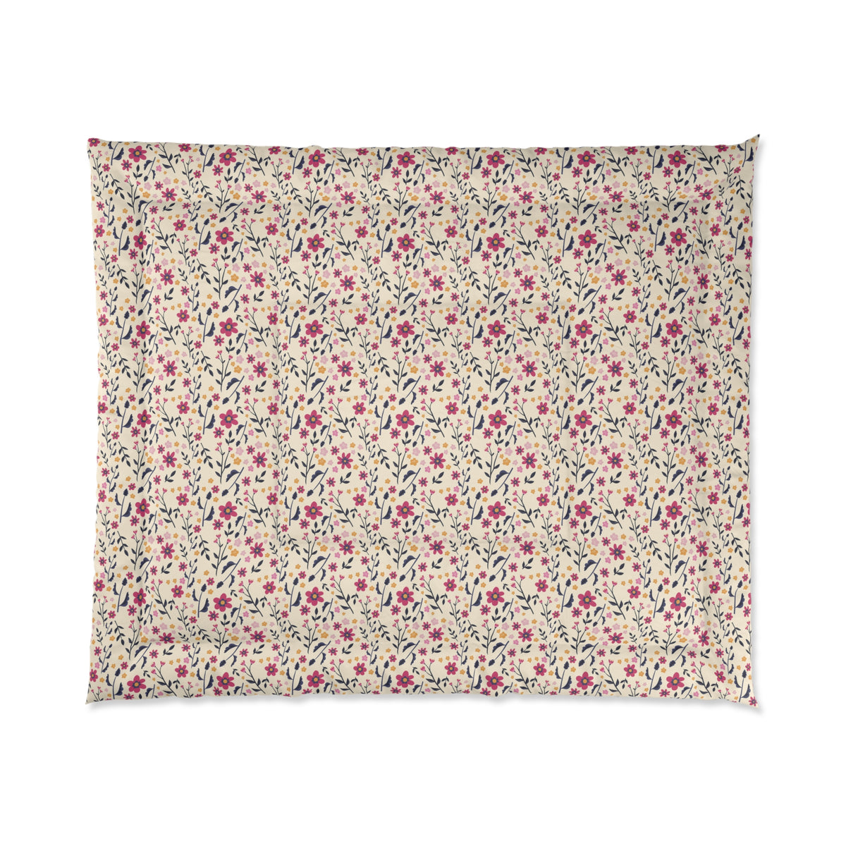 Little Flowers ivory comforter with a small multicolor botanical print
