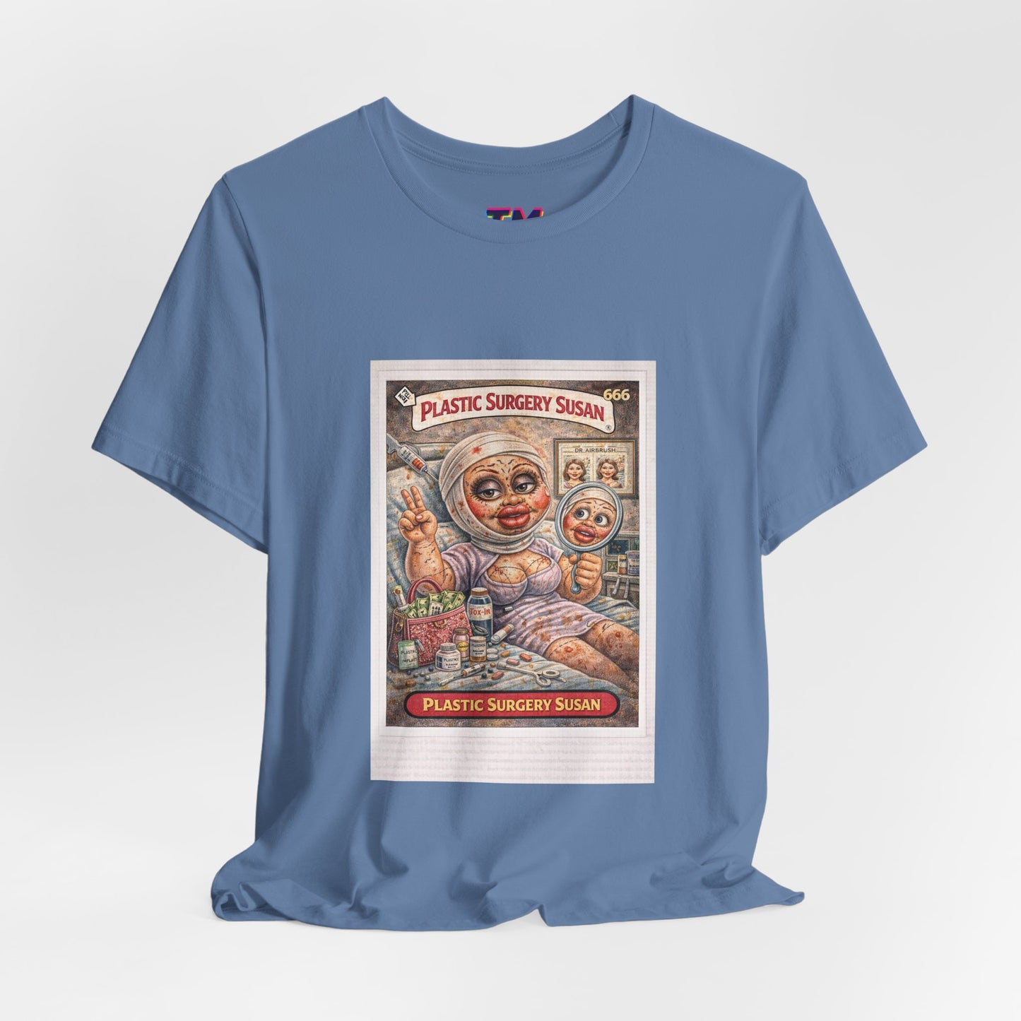 Blue Plastic Surgery Susan unisex graphic t-shirt front view relaxed fit streetwear graphic tee