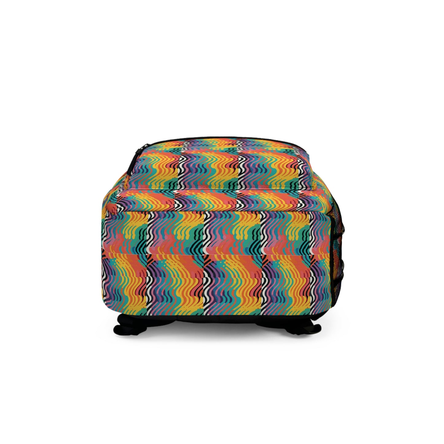 Rainbow Wave backpack bottom view showing base construction