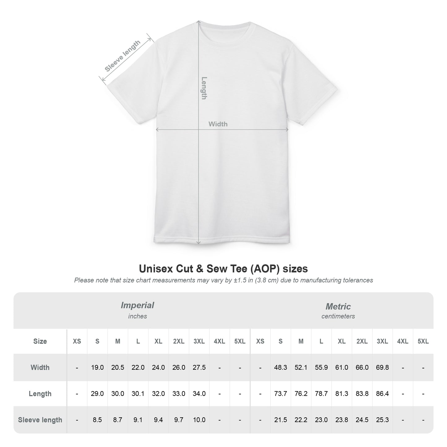 Unisex graphic t shirt size chart measurements guide regular fit true to size