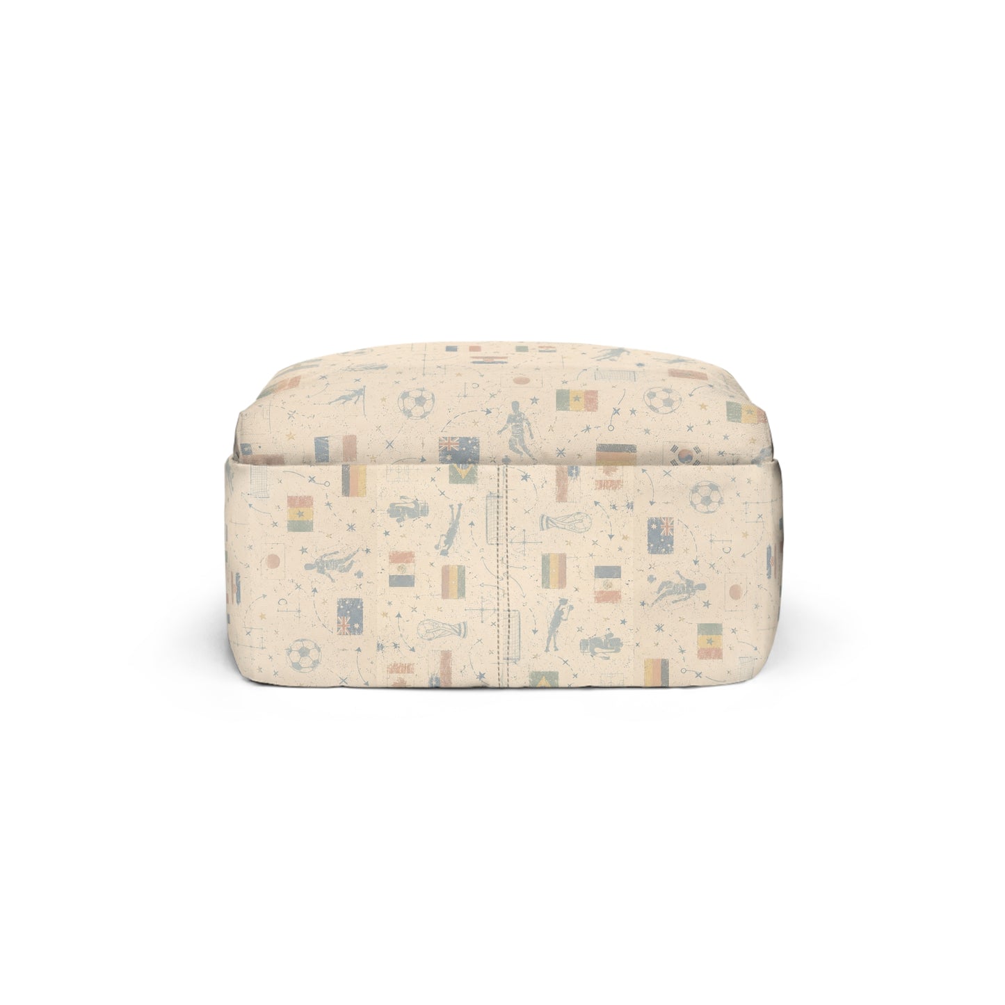 Bottom view of the World Cup Soccer Backpack highlighting the reinforced base and premium waterproof nylon finish.