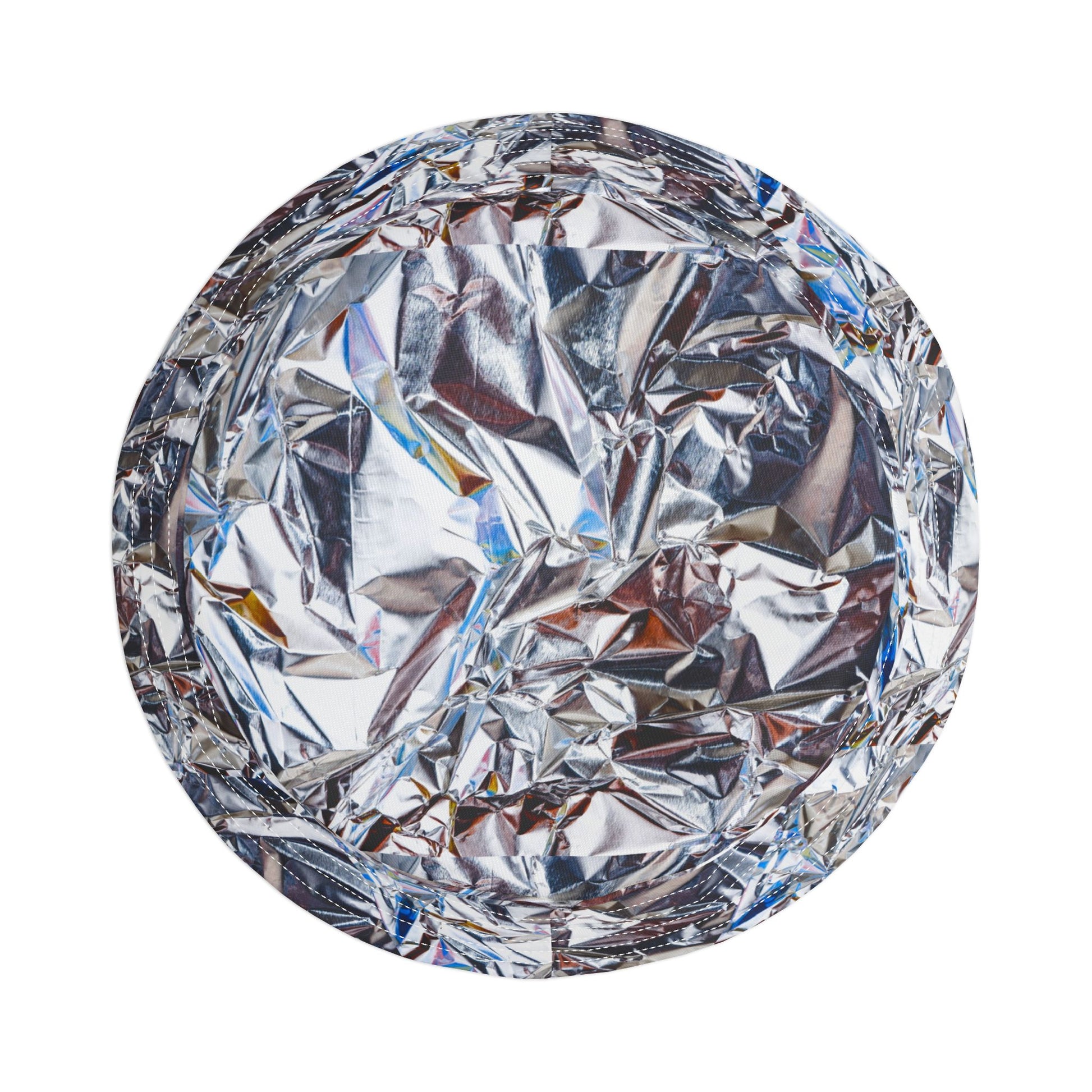 Top view of Tinfoil Bucket Hat showcasing full metallic crinkled foil pattern
