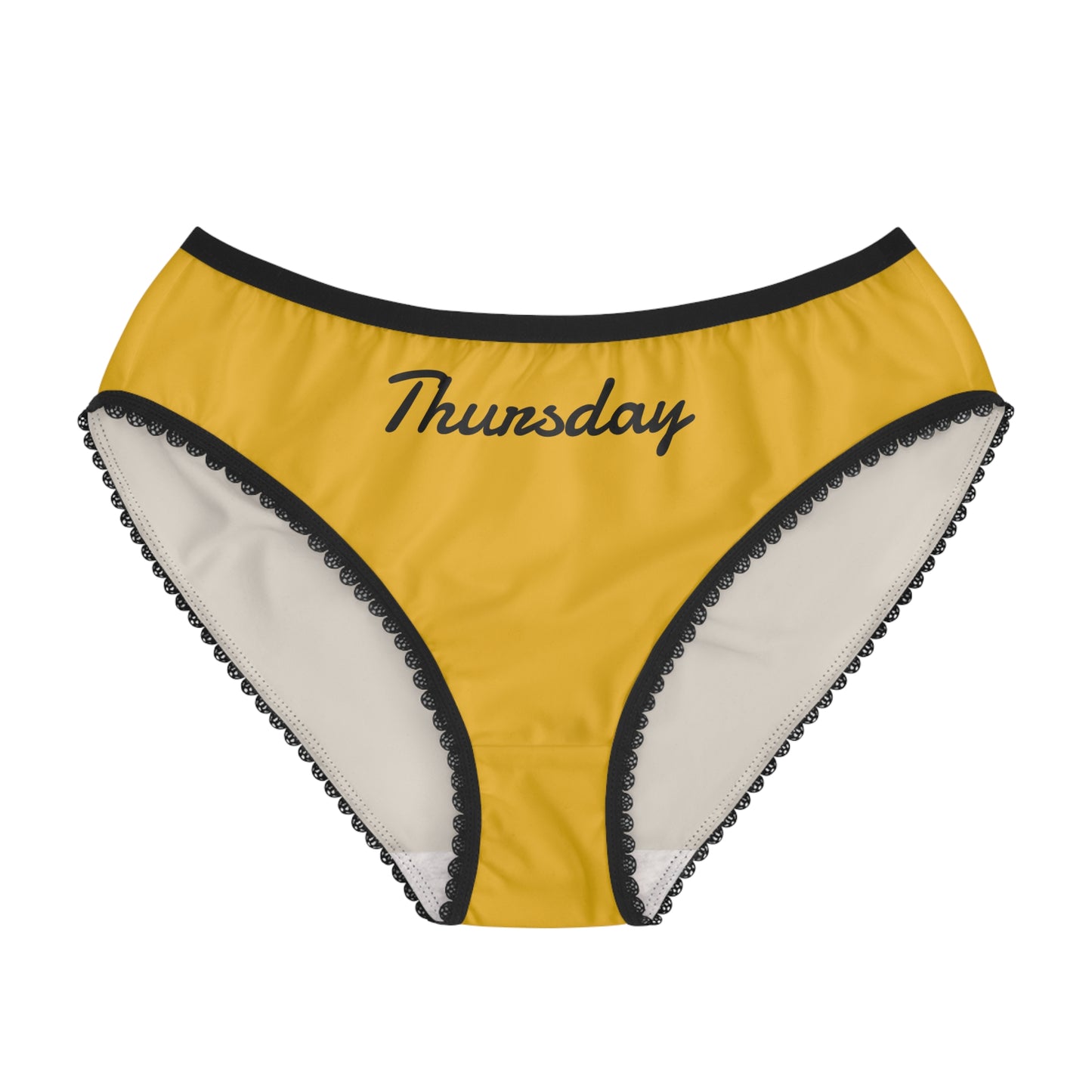 yellow thursday underwear women black trim briefs front view