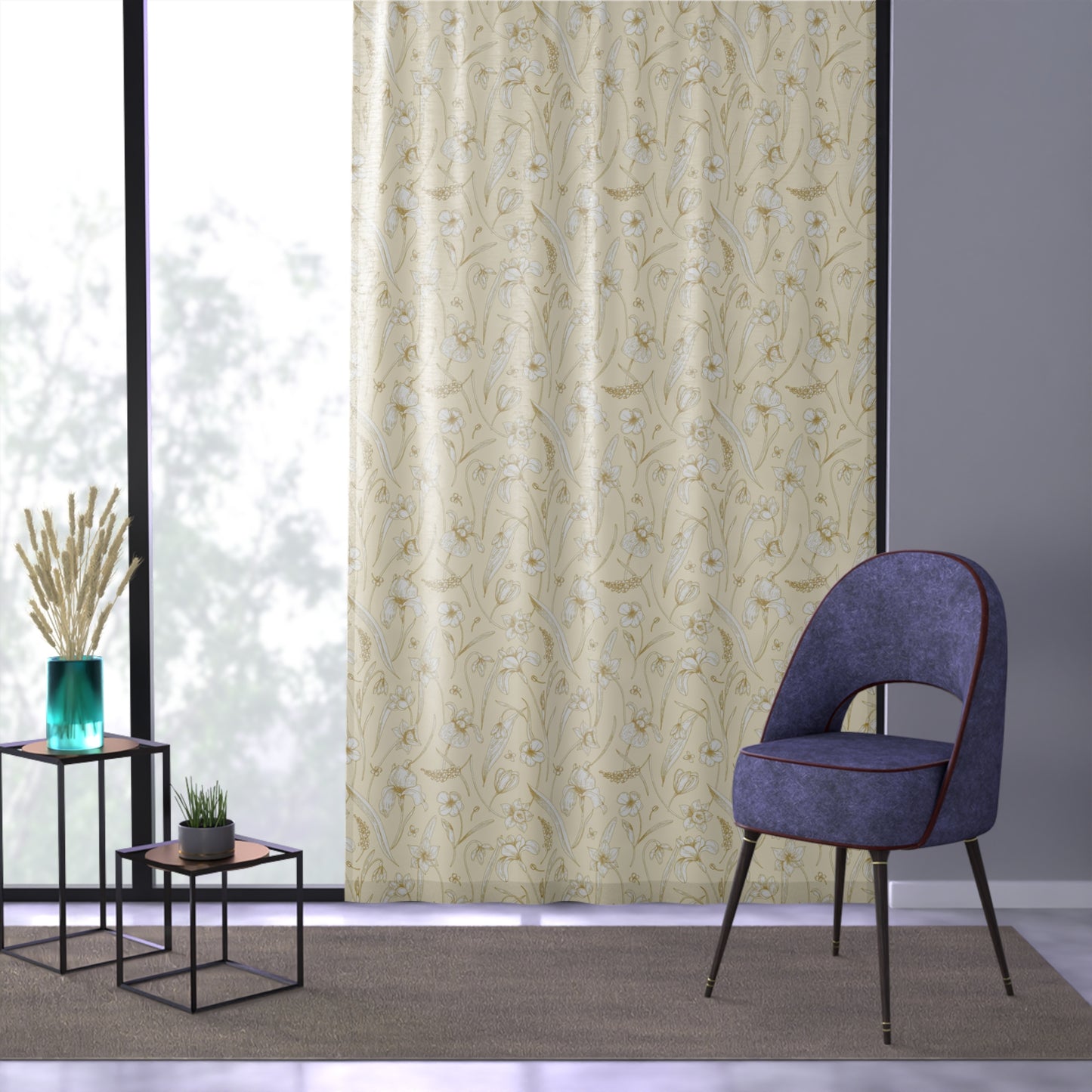 Delicate Flowers Window Curtain