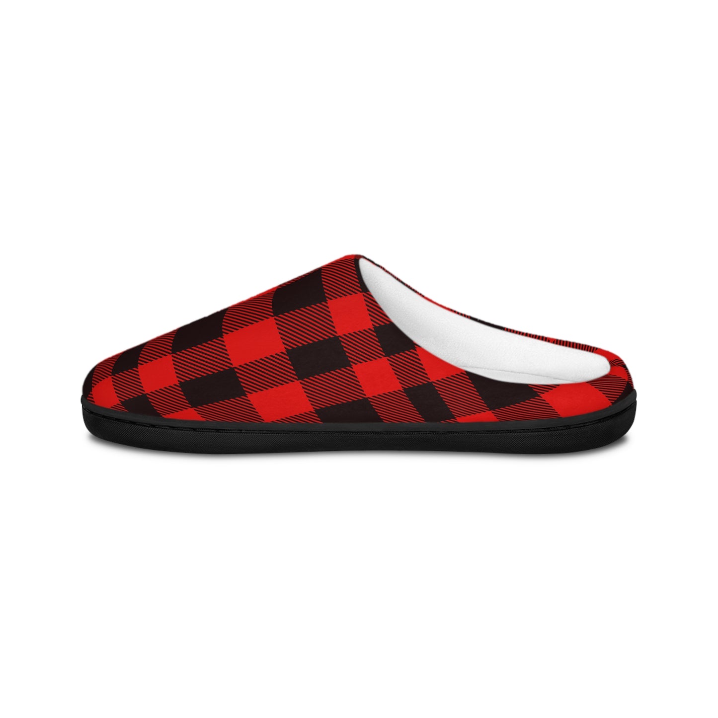 Red and Black Plaid Men's Slippers