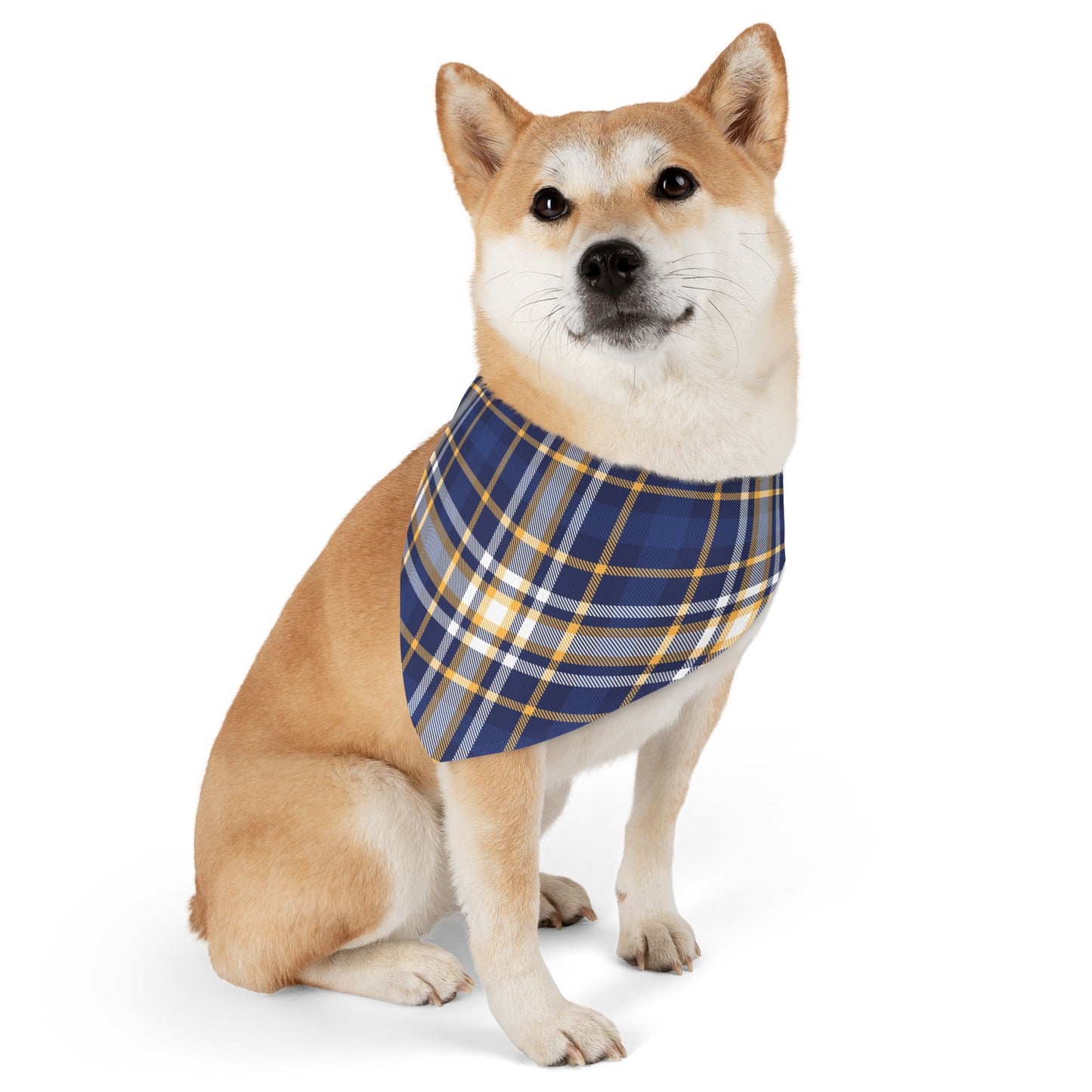 Blue Plaid Pattern - Pet Bandana Collar