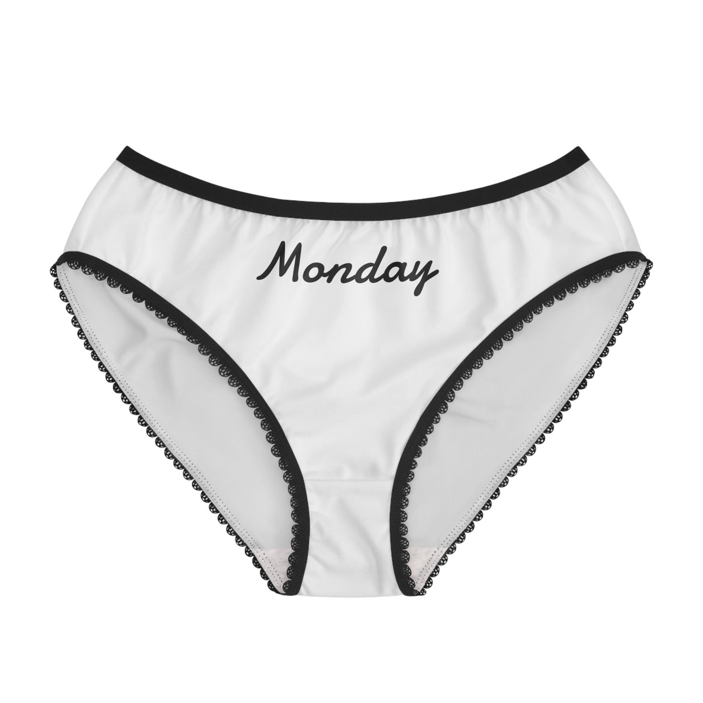 white monday underwear women black trim minimalist briefs front view