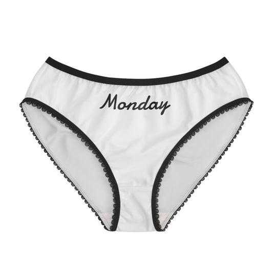 white monday underwear women black trim minimalist briefs front view