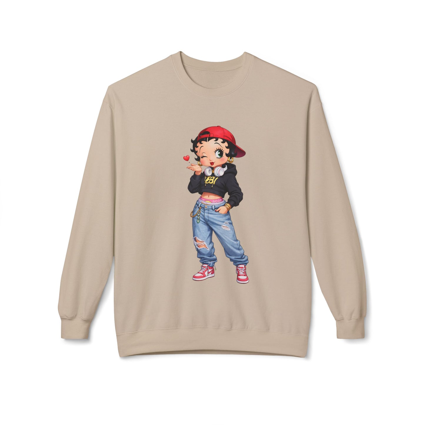blue betty boop unisex crewneck sweatshirt product mockup
