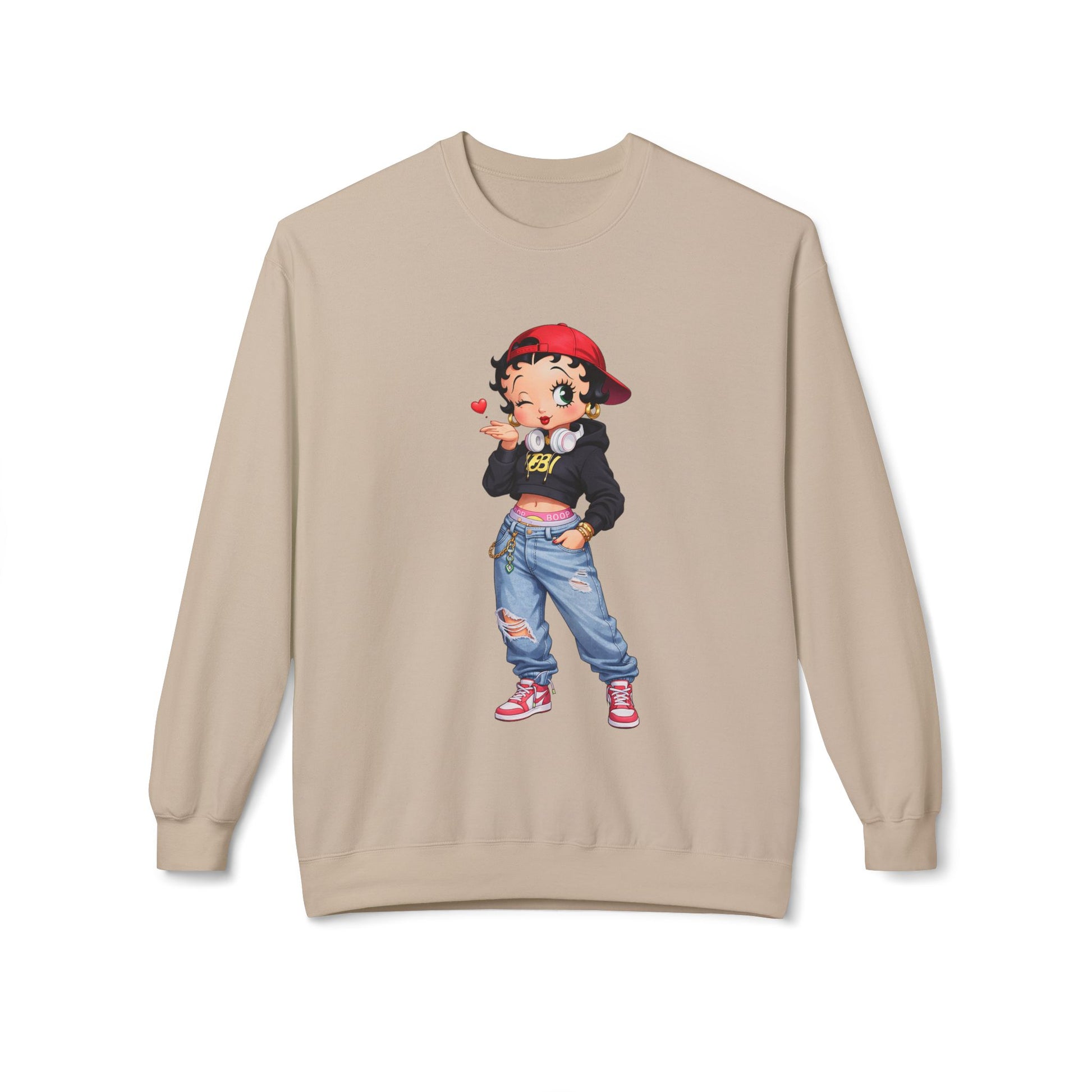 blue betty boop unisex crewneck sweatshirt product mockup

