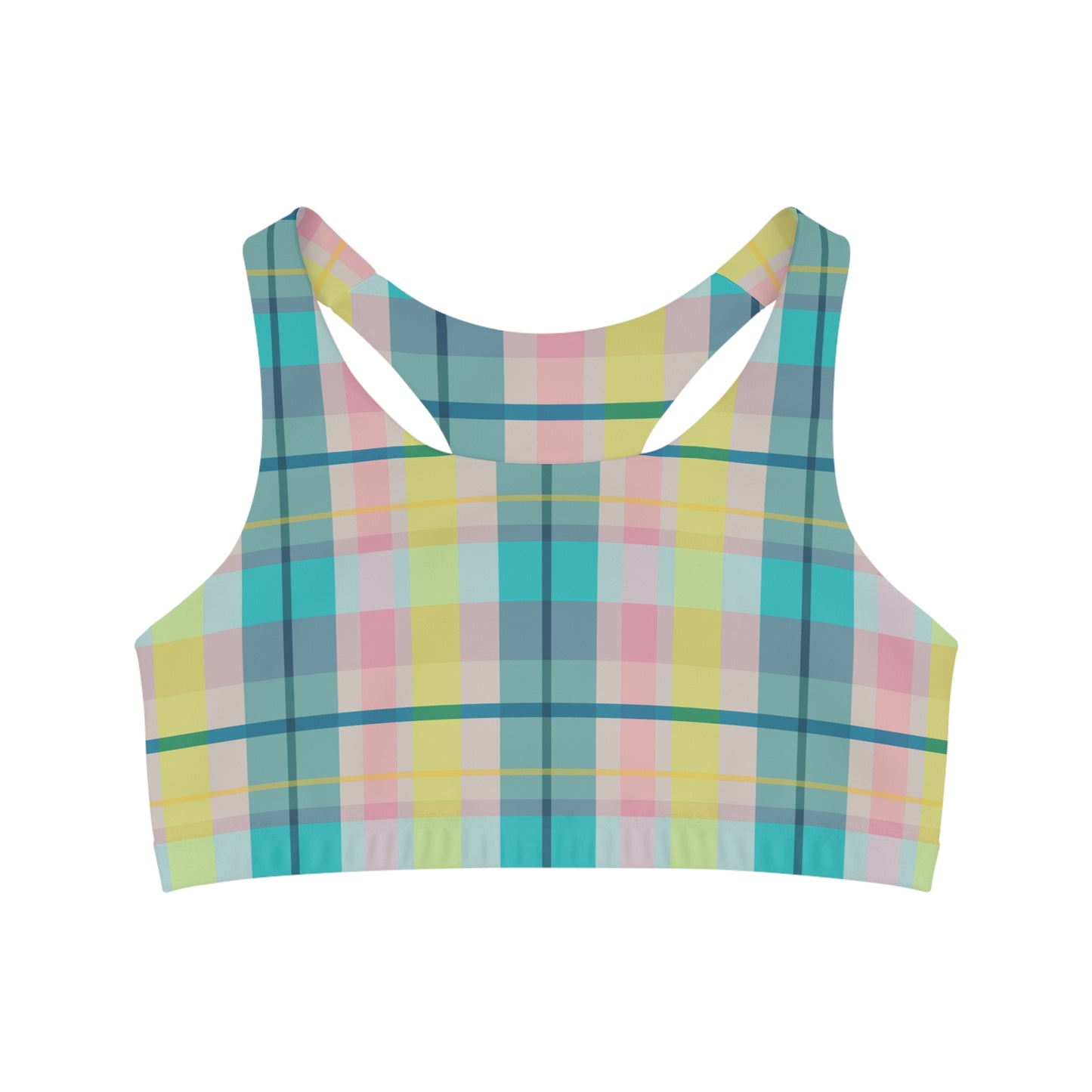 Sports Bra - Pastel Plaid Pattern