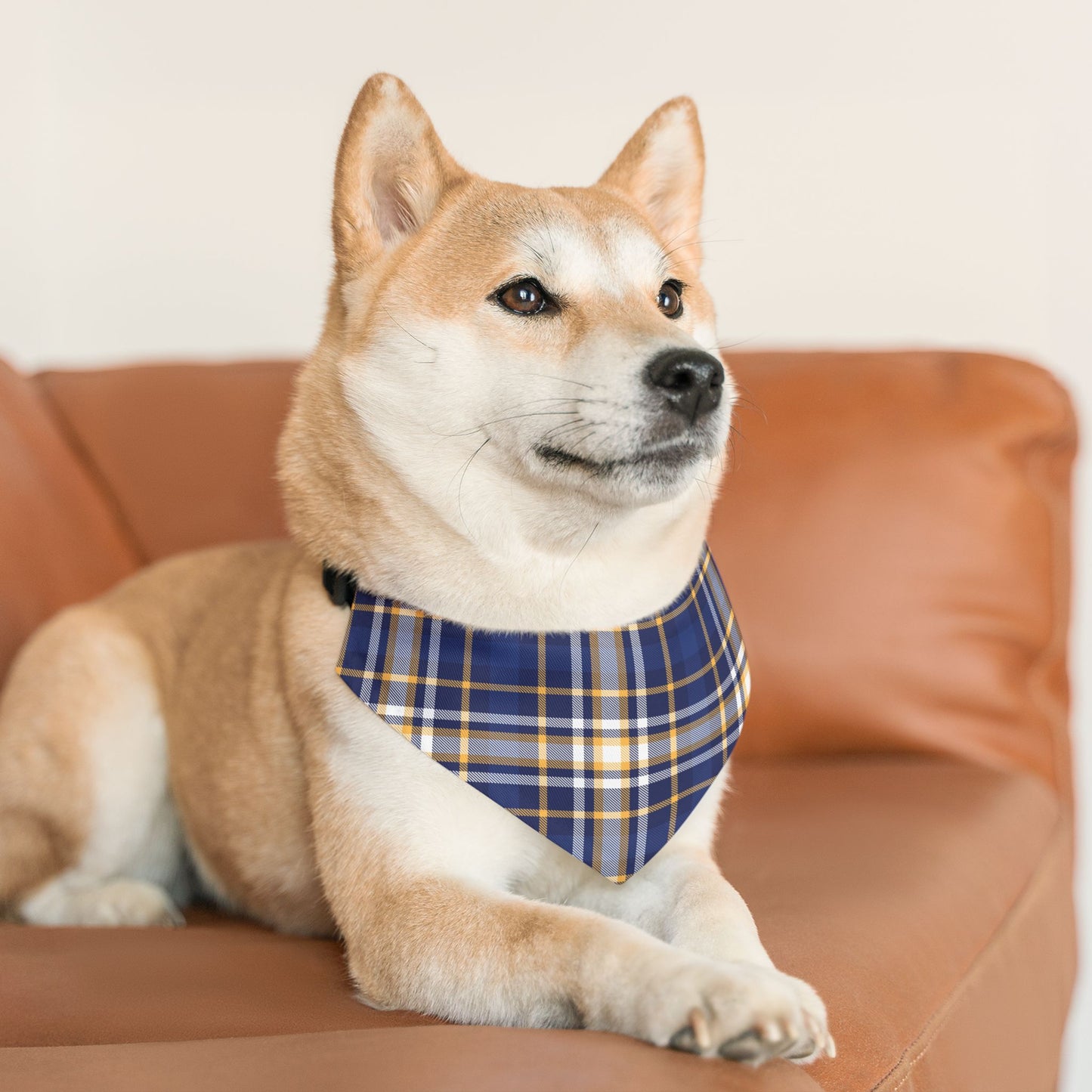 Blue Plaid Pattern - Pet Bandana Collar