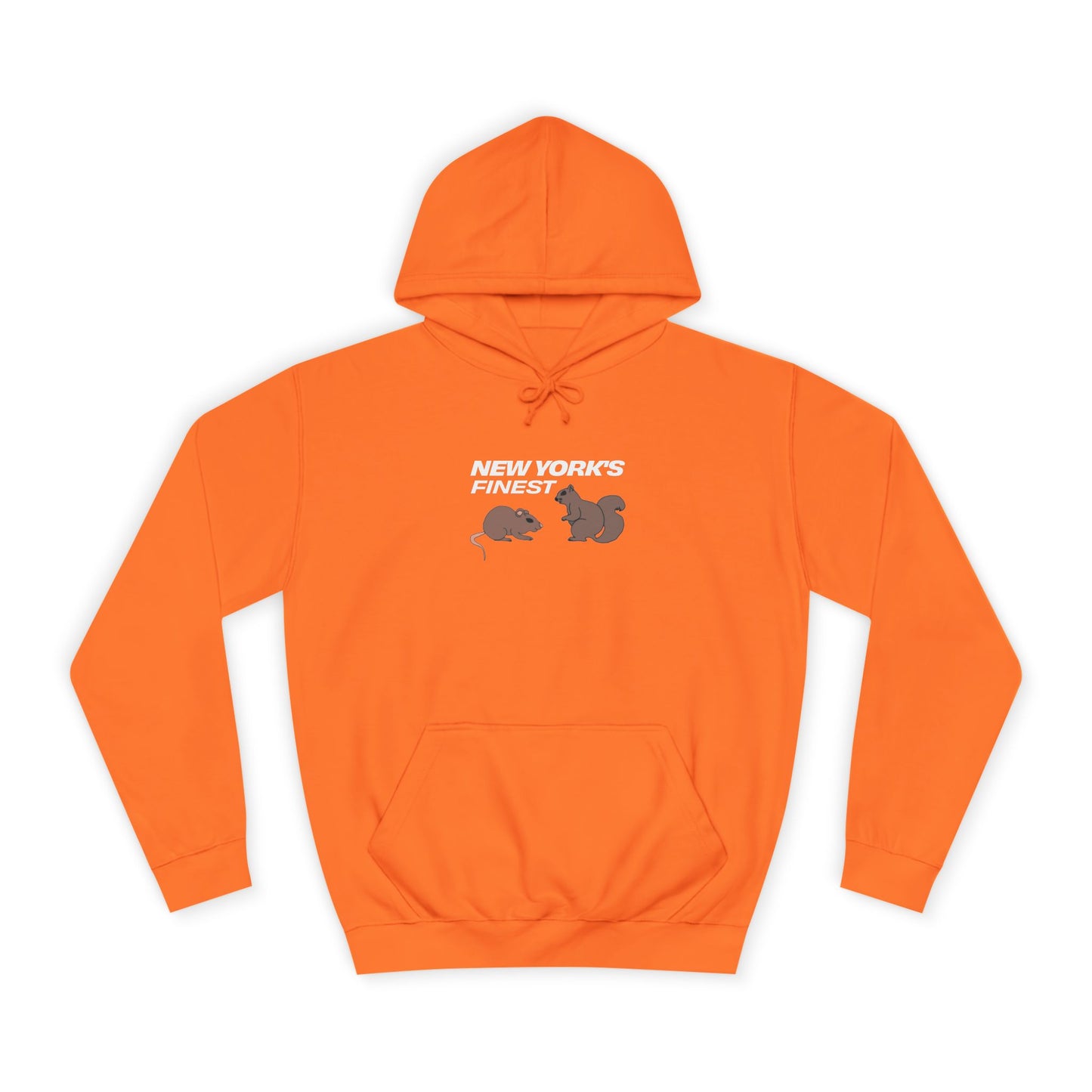 new york’s finest hoodie orange front view graphic nyc hoodie