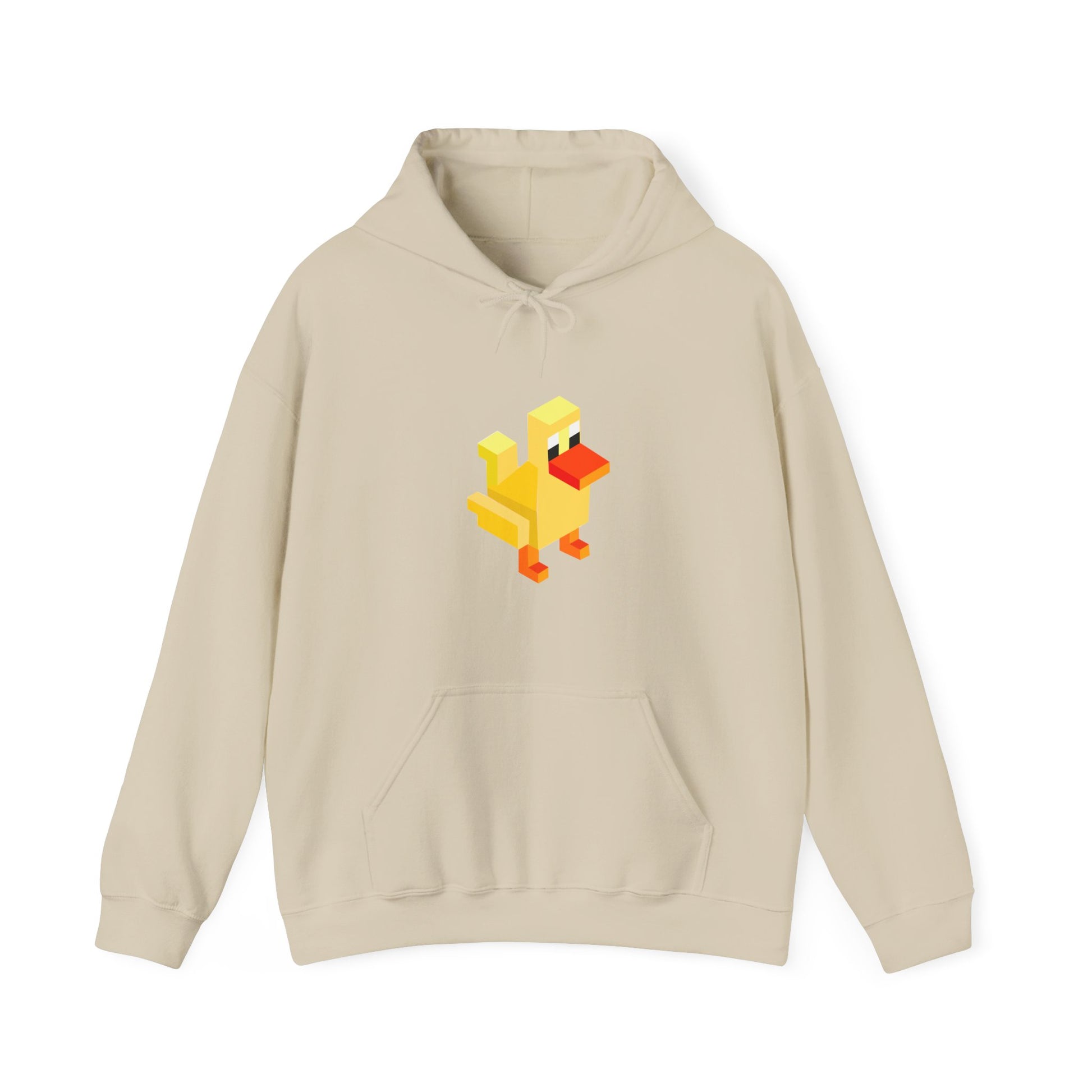 Sand beige pixel duck hoodie, unisex retro gaming sweatshirt arcade inspired clothing
